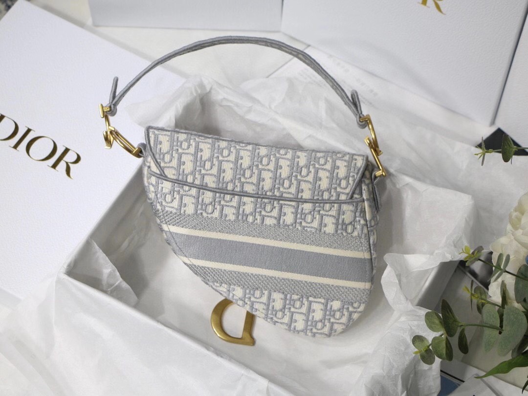 D*or saddle bag in gray D*or oblique embroidery