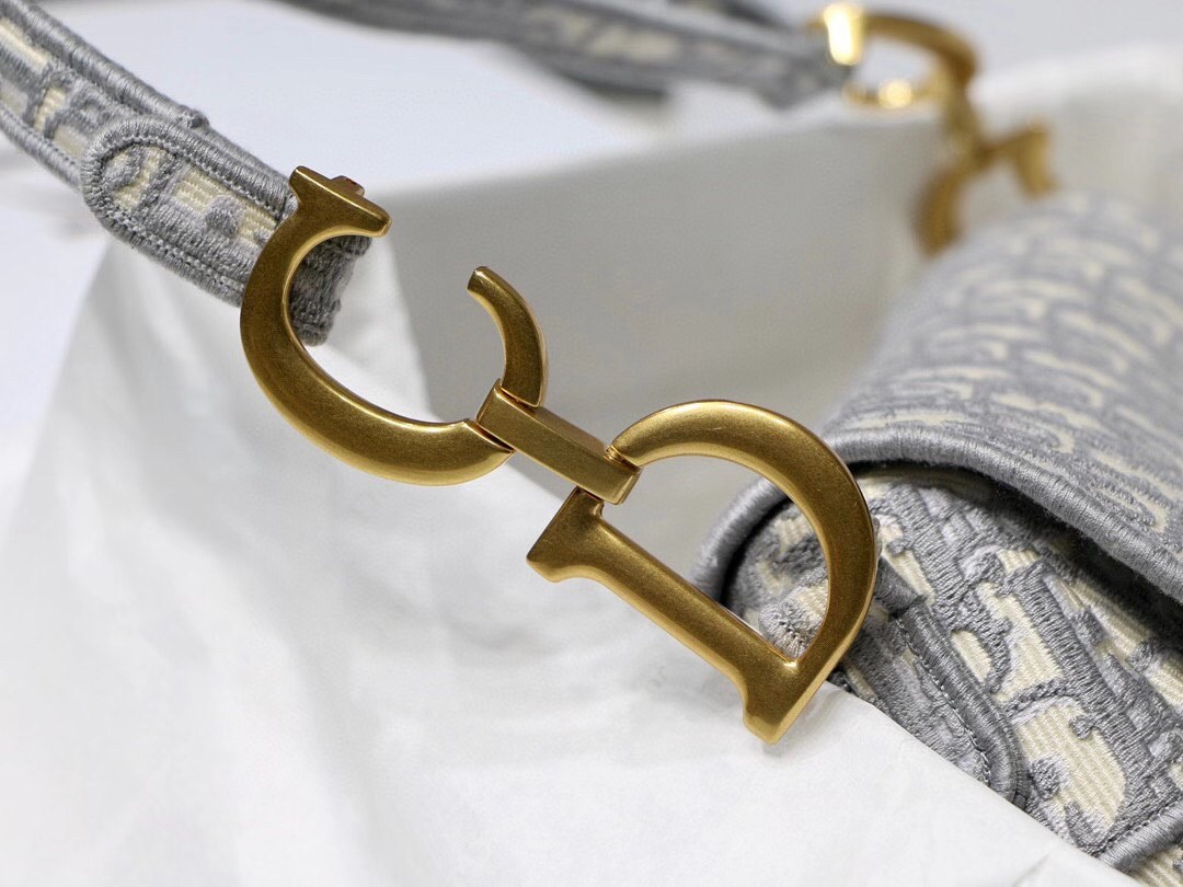 D*or saddle bag in gray D*or oblique embroidery