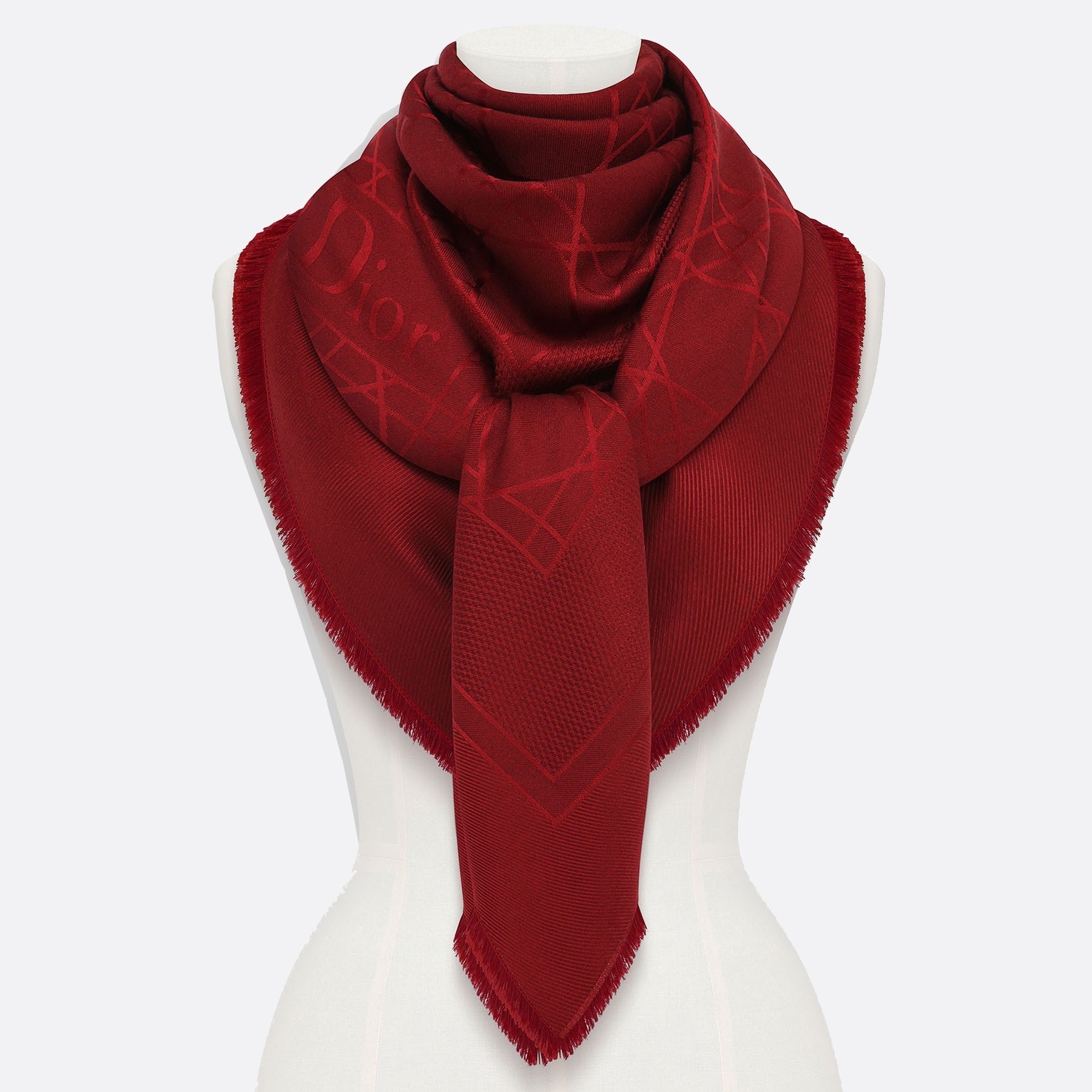 ch**an D*or bordeaux cannage shawl 140 cm