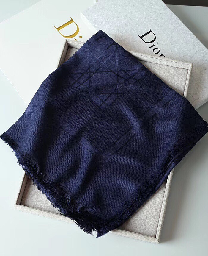 ch**an D*or navy blue cannage shawl 140 cm