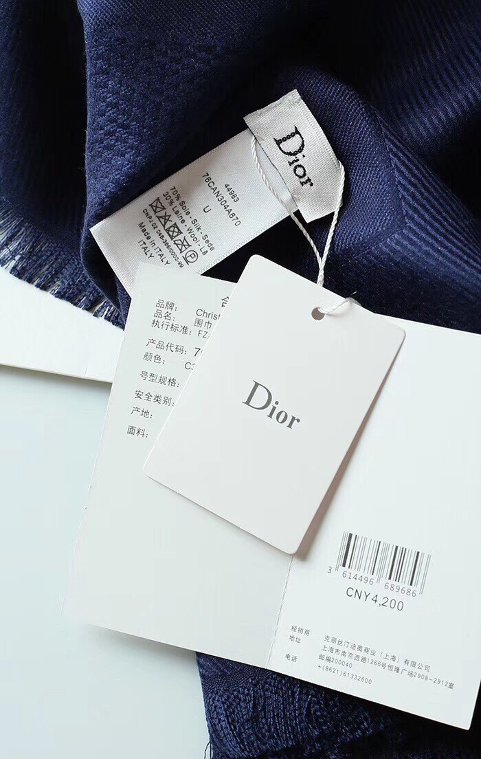 ch**an D*or navy blue cannage shawl 140 cm