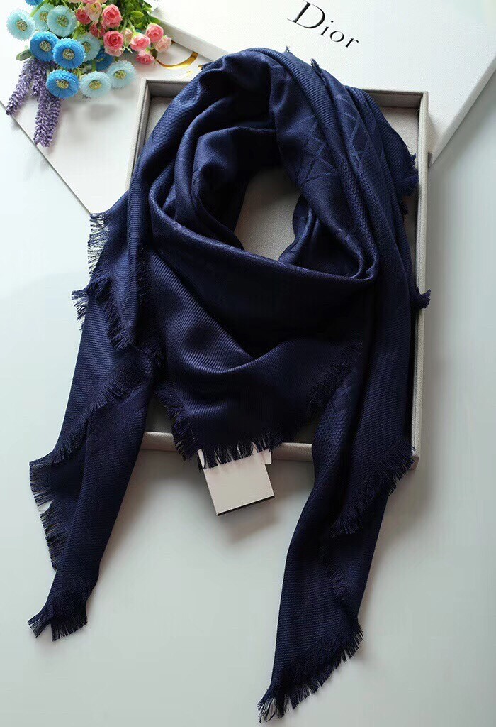 ch**an D*or navy blue cannage shawl 140 cm