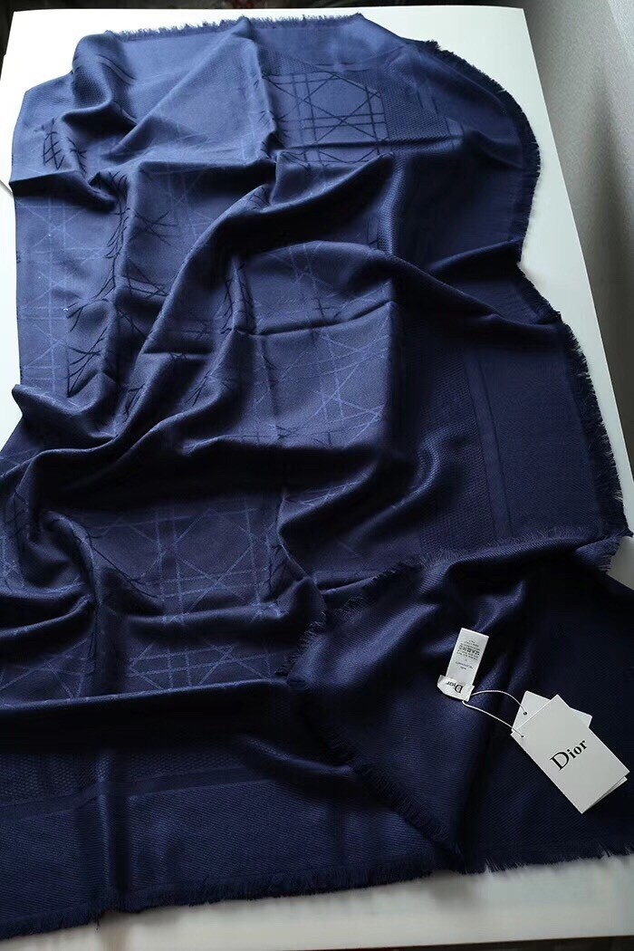 ch**an D*or navy blue cannage shawl 140 cm