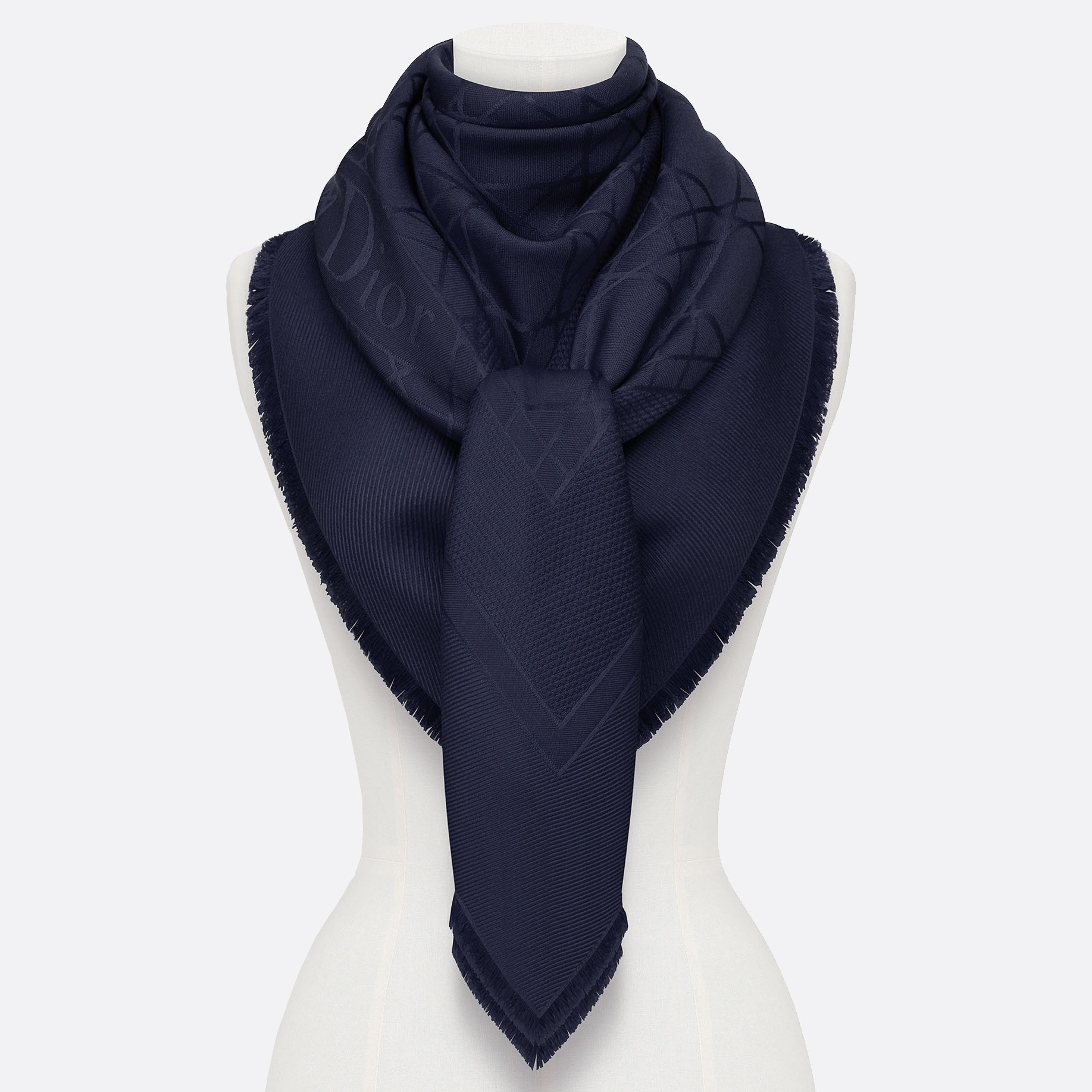 ch**an D*or navy blue cannage shawl 140 cm