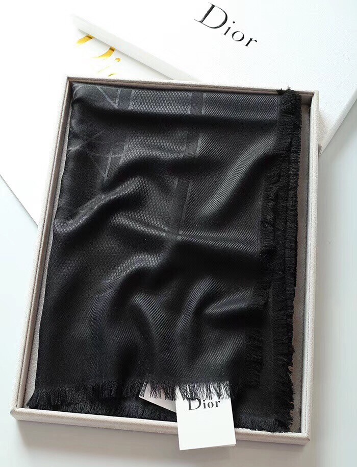 ch**an D*or black cannage shawl 140 cm