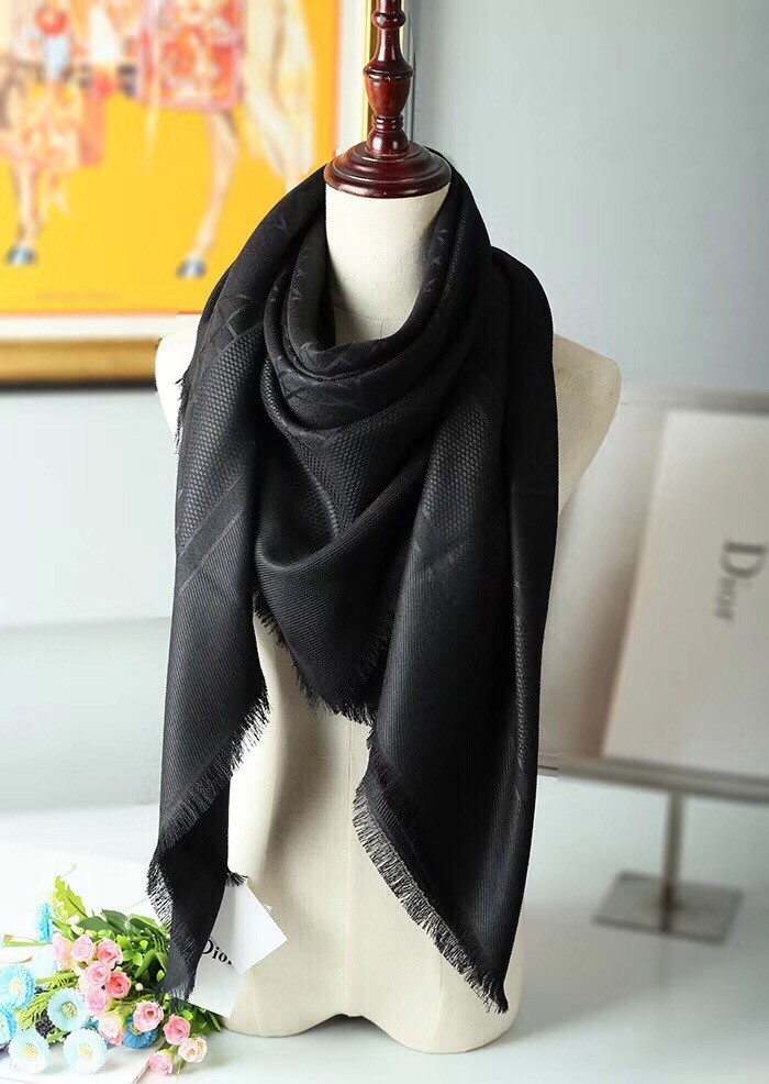ch**an D*or black cannage shawl 140 cm
