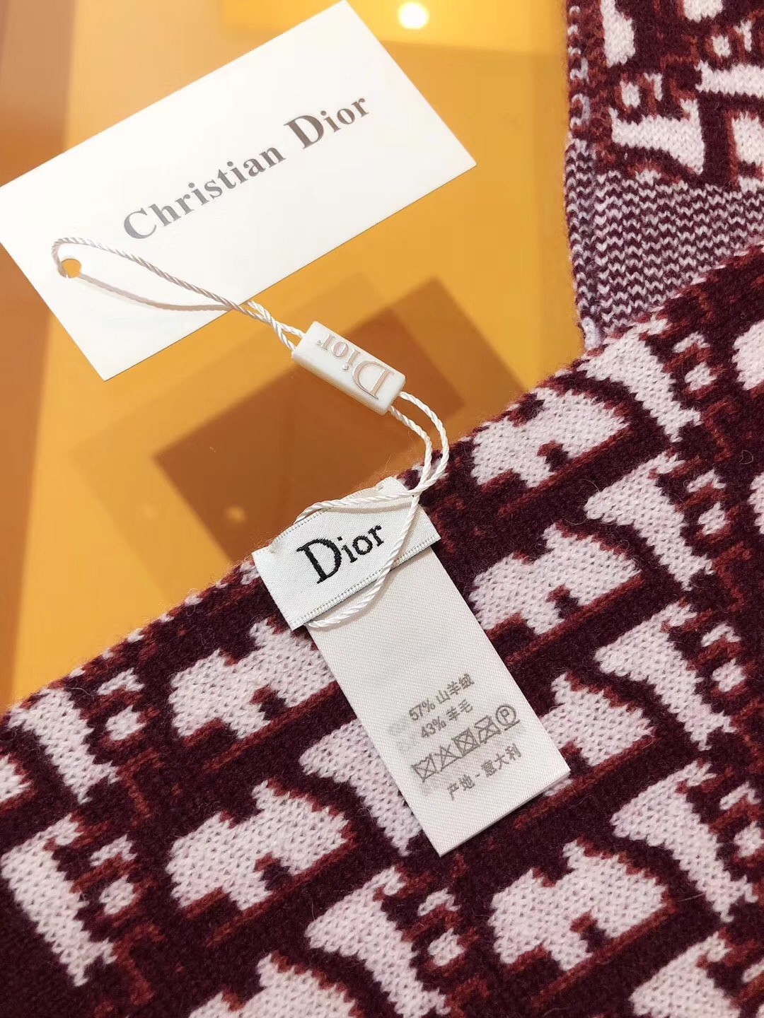 D*or cd oblique stole in bordeaux wool and cashmere