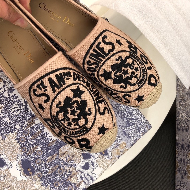D*or granville espadrilles in beige jute canvas with D*or union motif