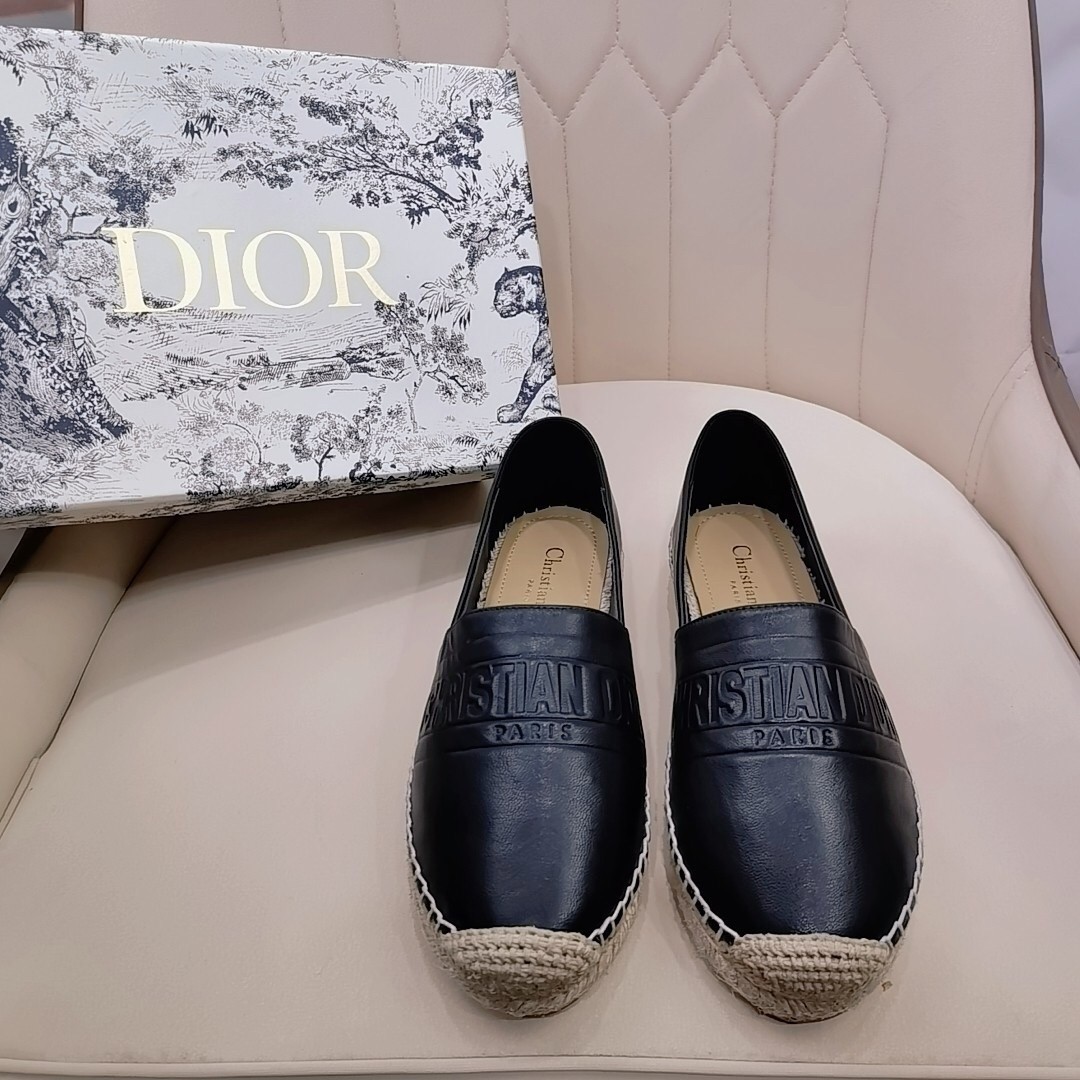 D*or granville espadrilles in black embossed lambskin