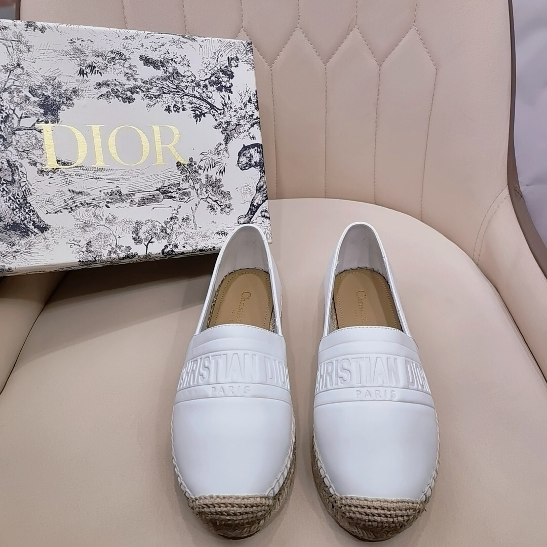 D*or granville espadrilles in white embossed lambskin