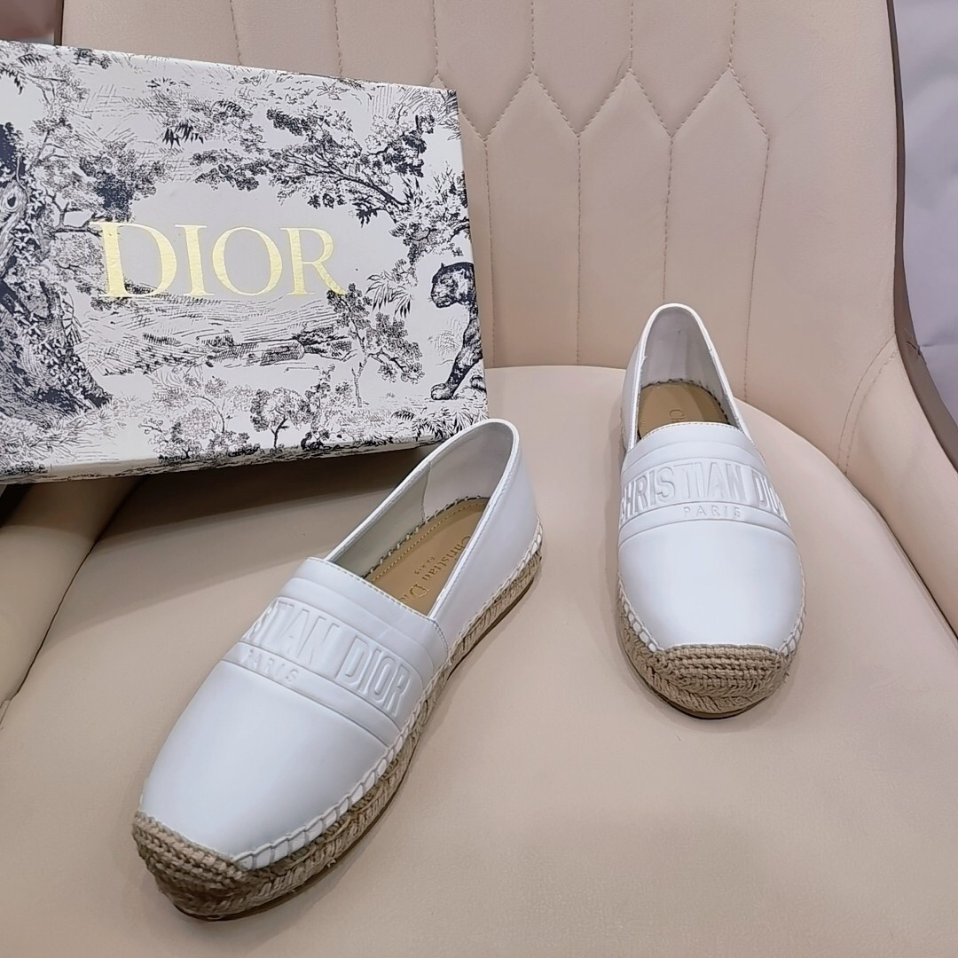 D*or granville espadrilles in white embossed lambskin