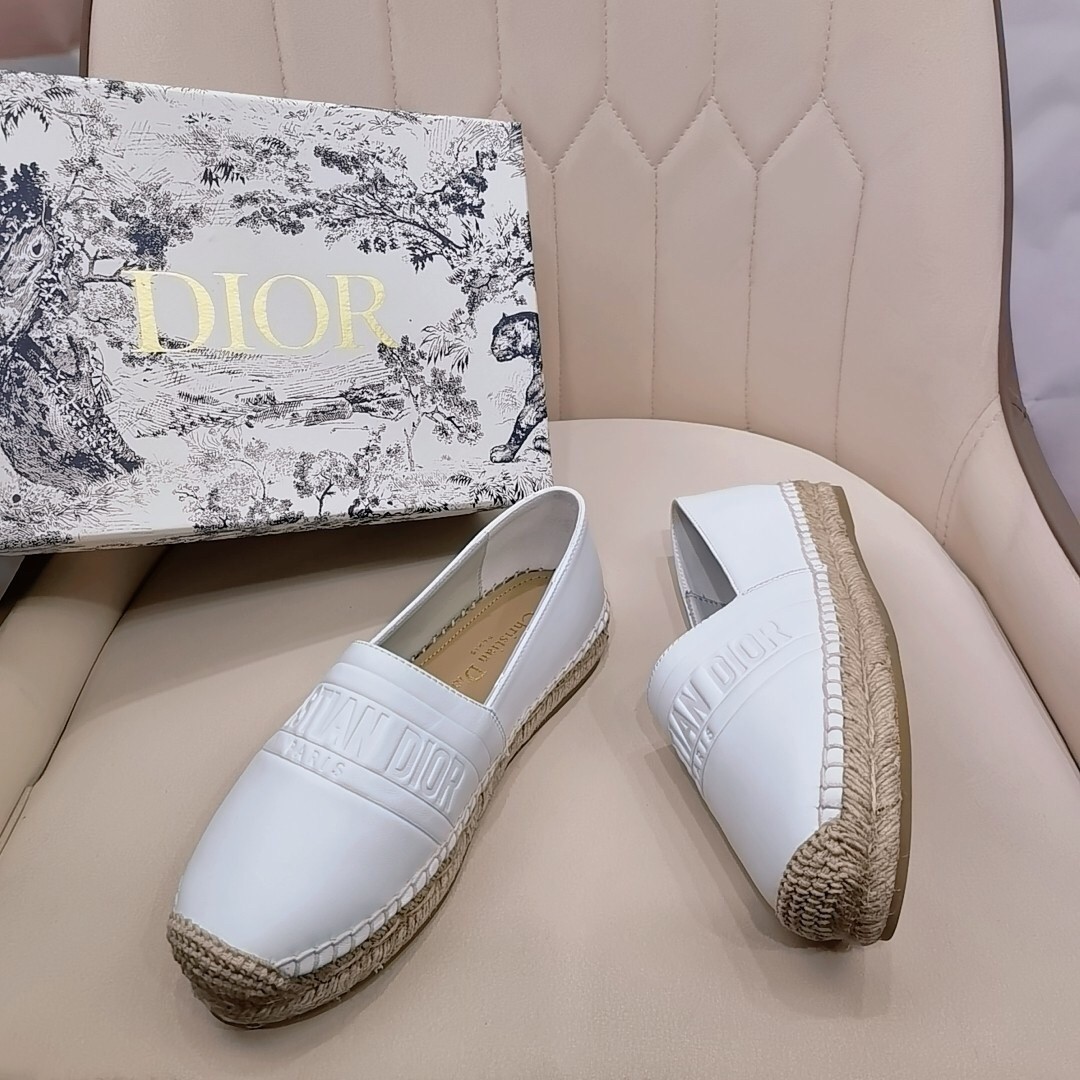 D*or granville espadrilles in white embossed lambskin