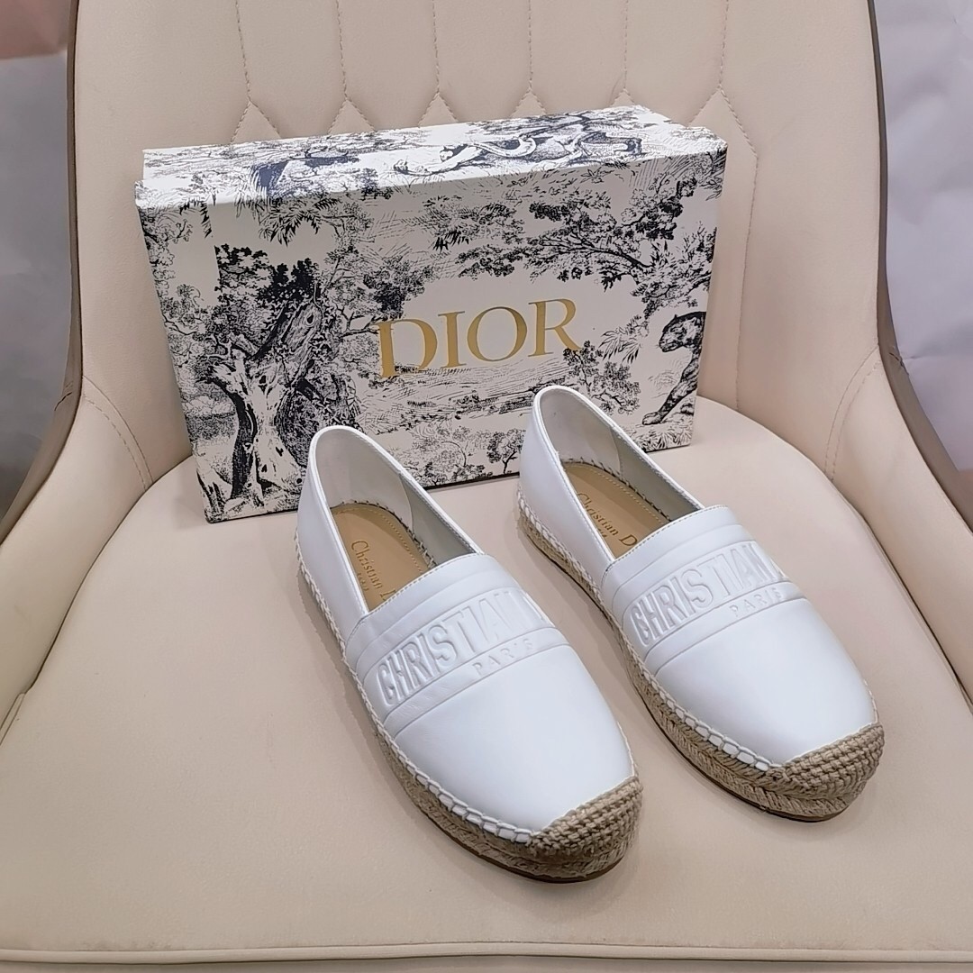 D*or granville espadrilles in white embossed lambskin