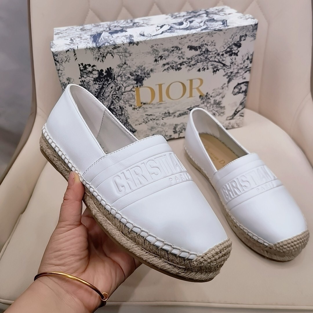 D*or granville espadrilles in white embossed lambskin