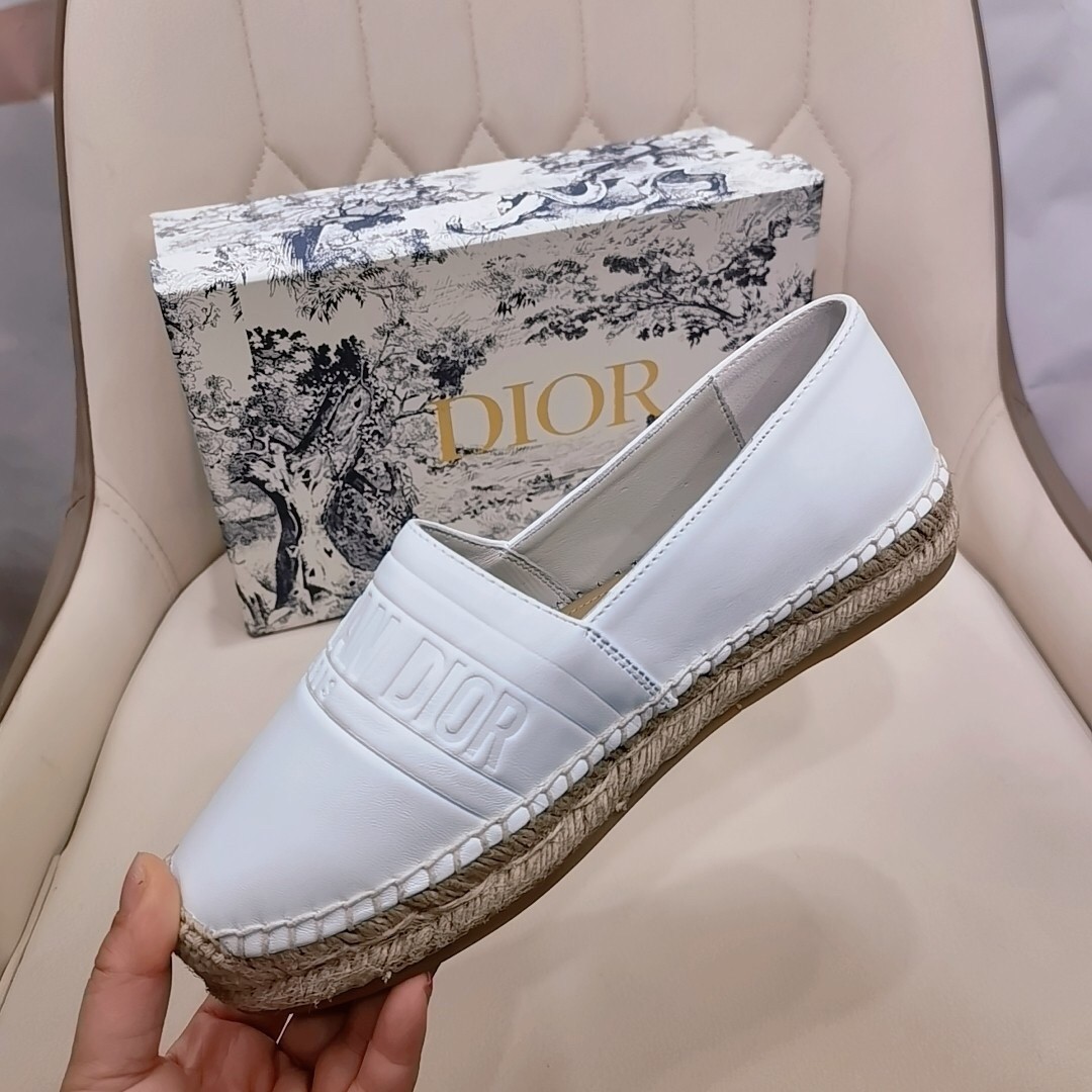 D*or granville espadrilles in white embossed lambskin