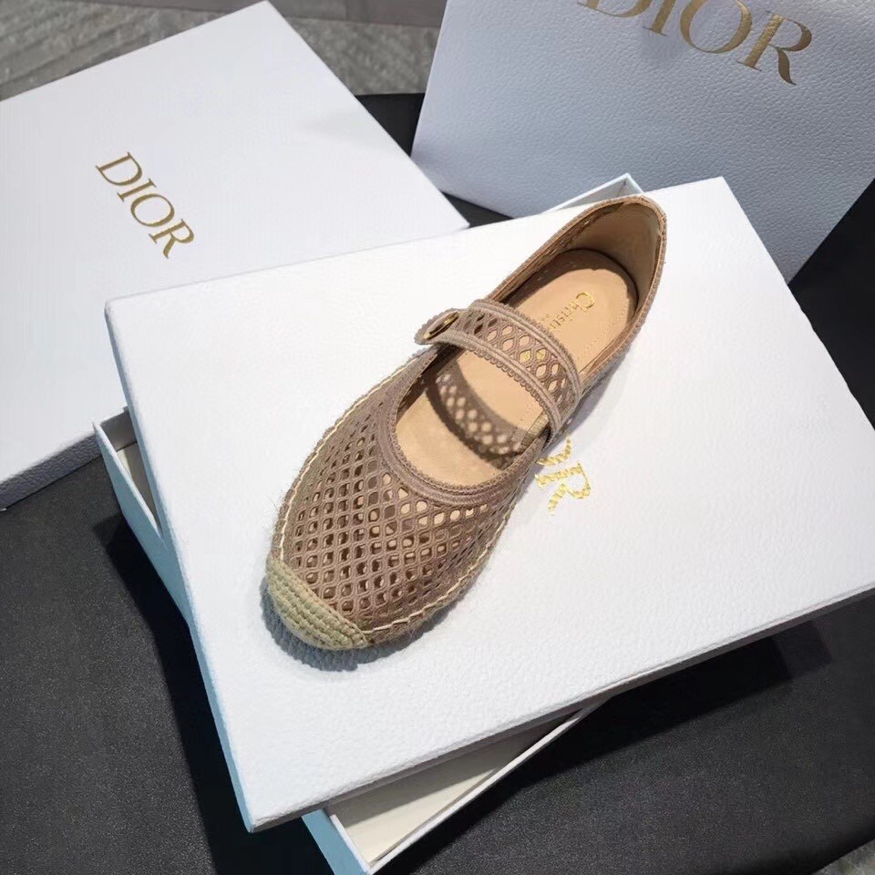D*or caro espadrille ballerina flat in nude mesh embroidery