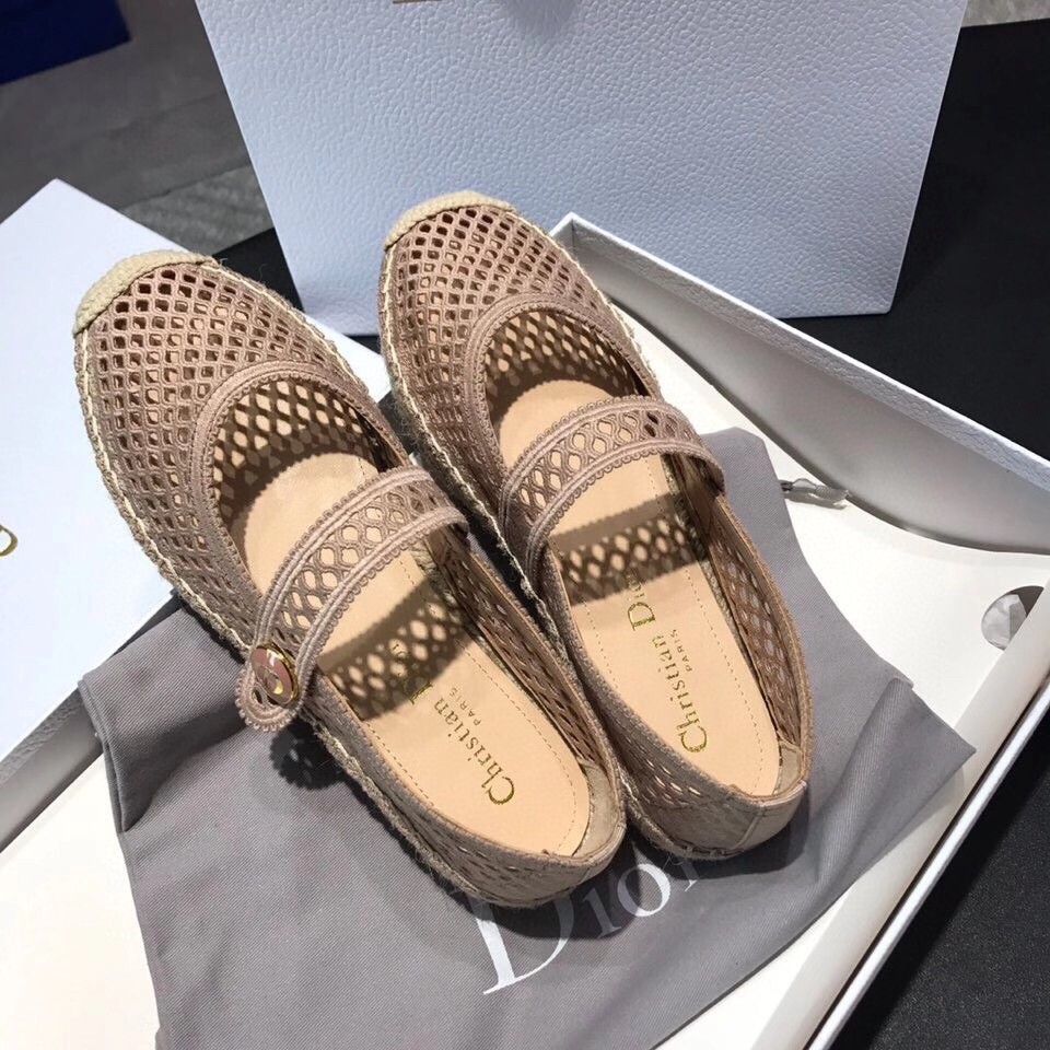 D*or caro espadrille ballerina flat in nude mesh embroidery