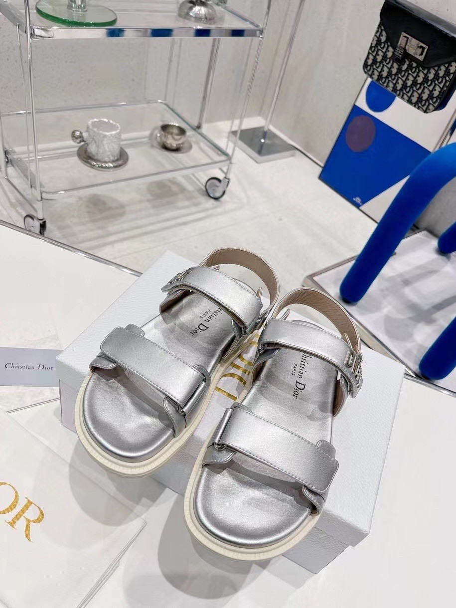 D*or D*oract sandals in silver laminated calfskin