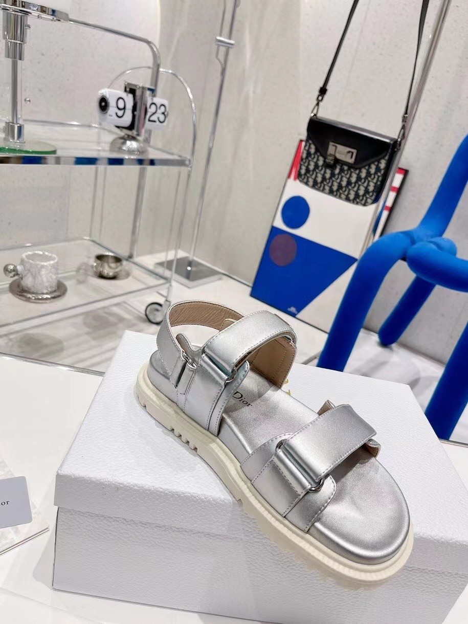 D*or D*oract sandals in silver laminated calfskin