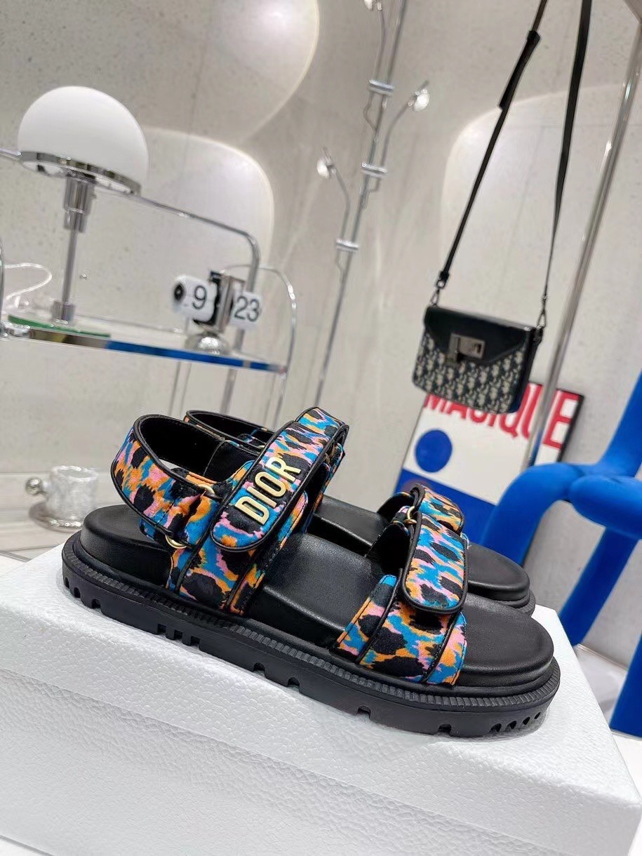 D*or D*oract sandals in blue multicolor mizza printed silk