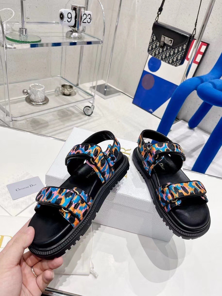 D*or D*oract sandals in blue multicolor mizza printed silk