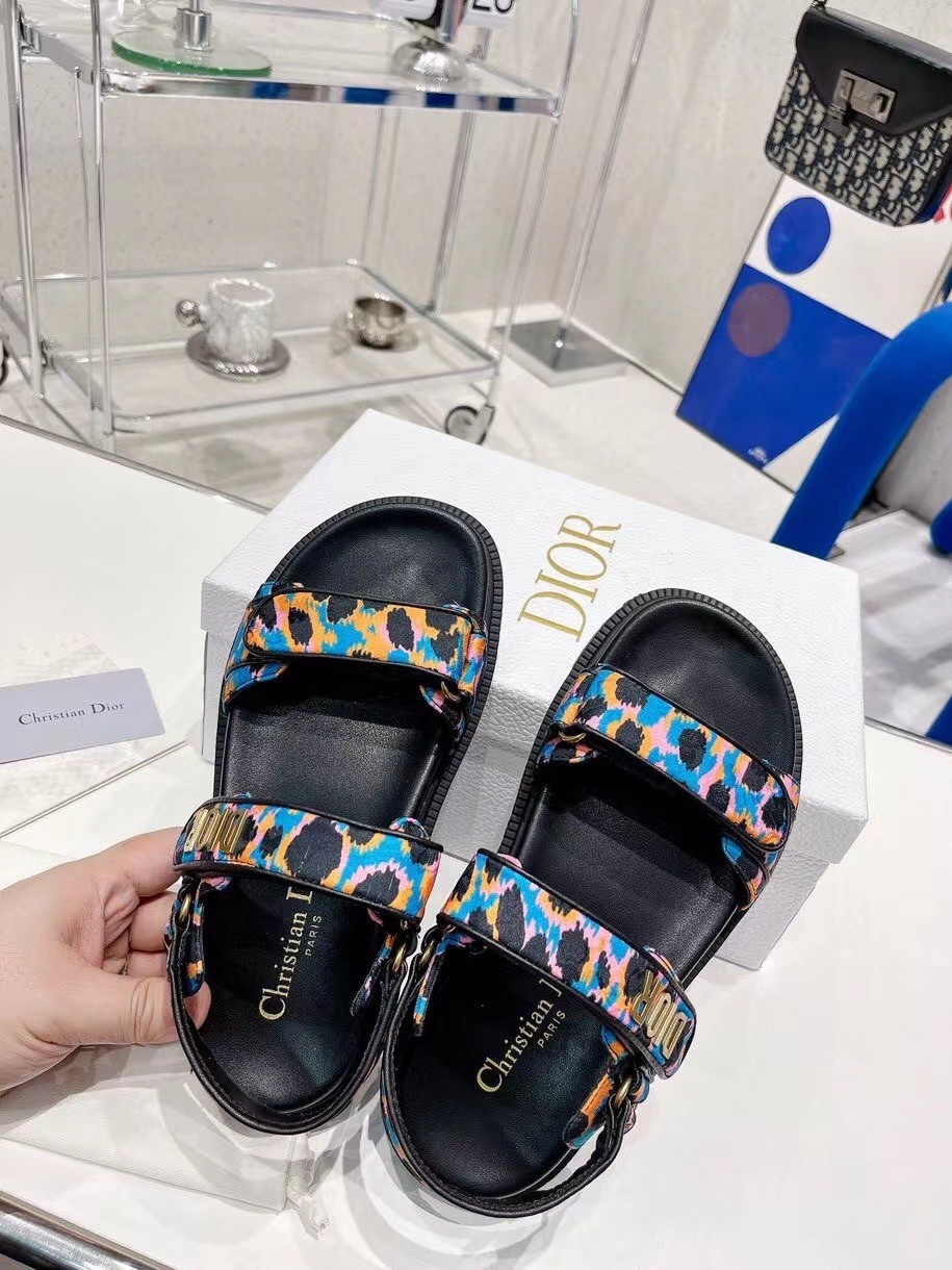 D*or D*oract sandals in blue multicolor mizza printed silk