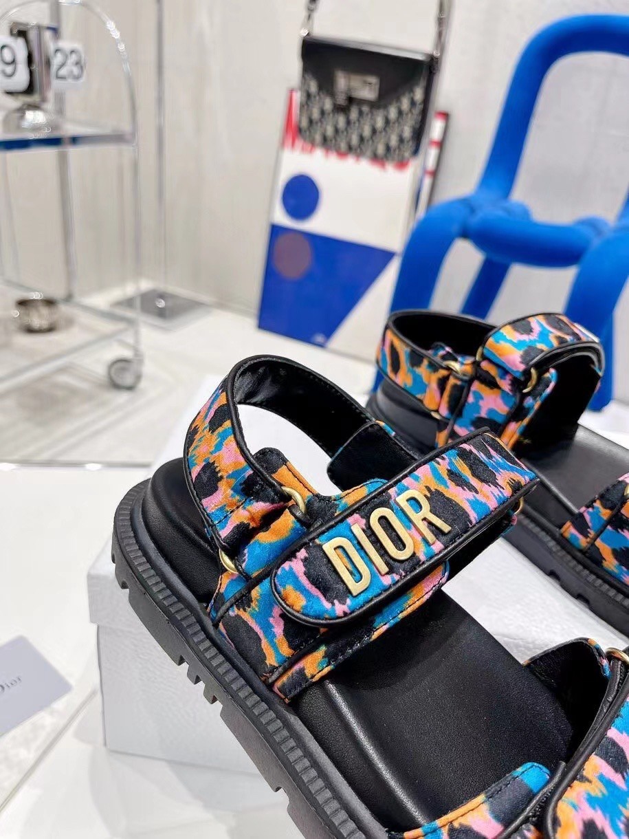 D*or D*oract sandals in blue multicolor mizza printed silk