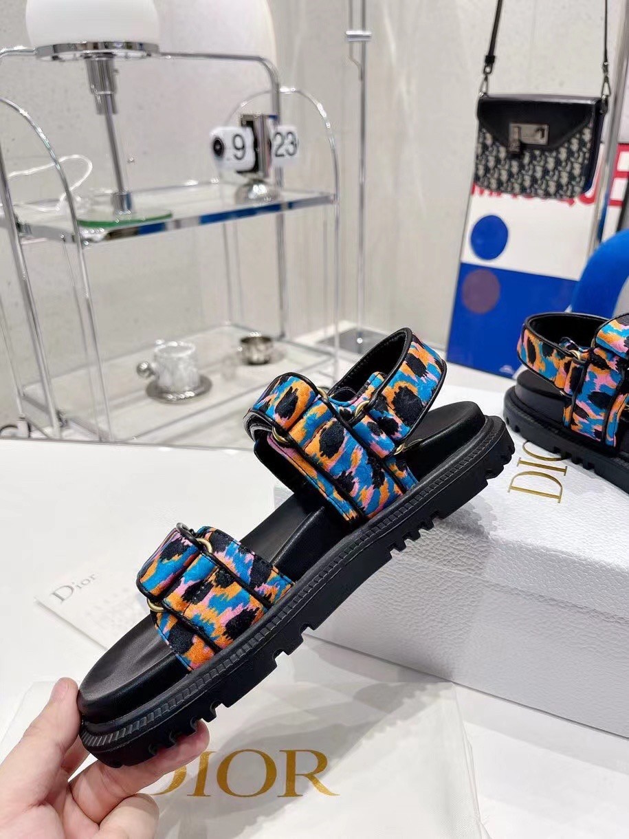 D*or D*oract sandals in blue multicolor mizza printed silk