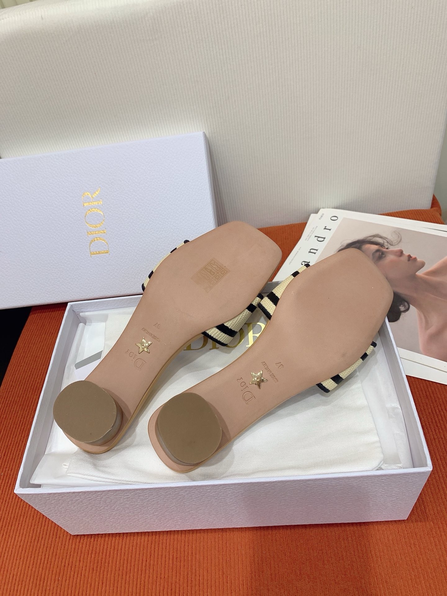 D*or dway heeled 35mm slides in natural raffia and embroidered cotton