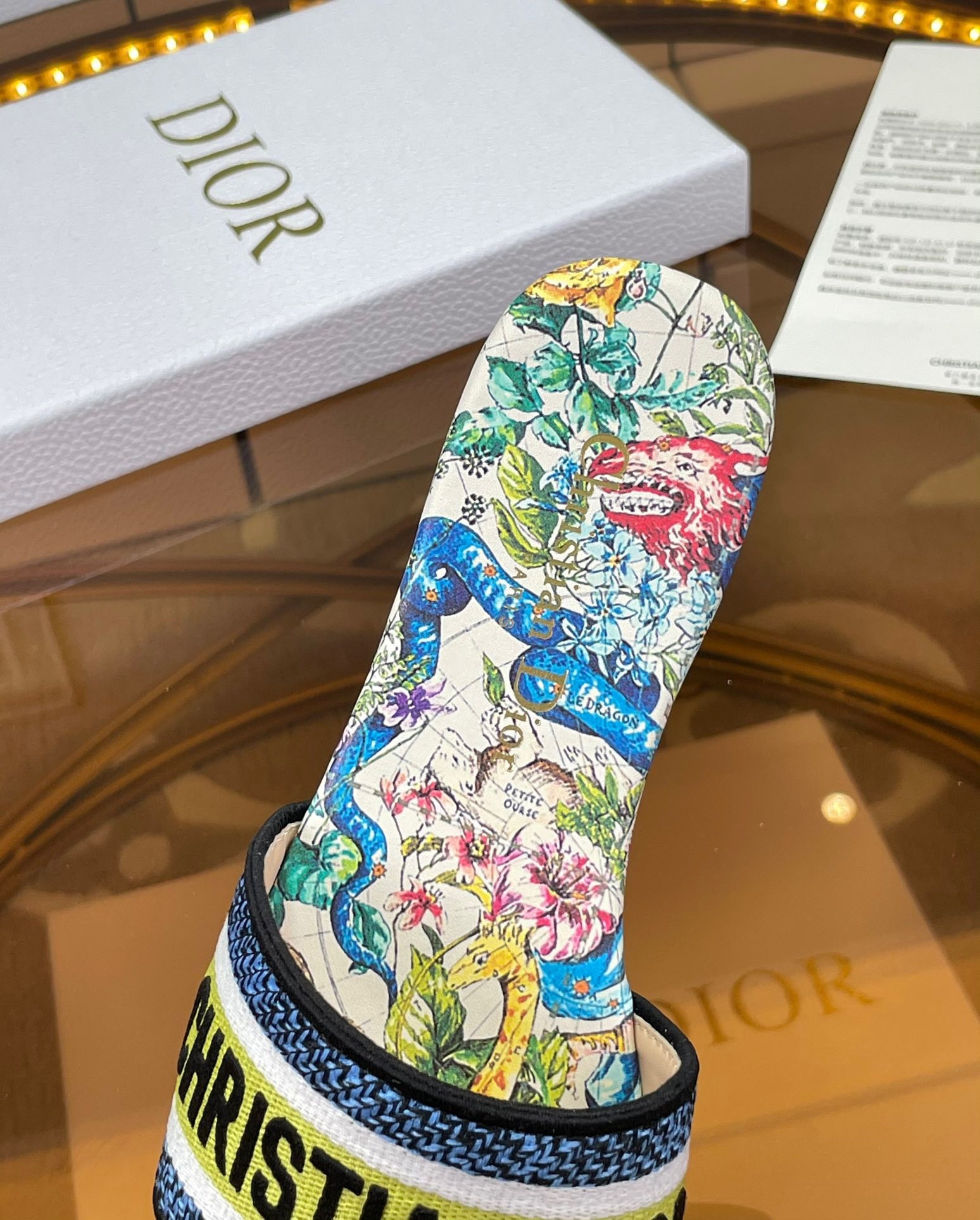 D*or dway slide in white multicolor d-constellation embroidered cotton
