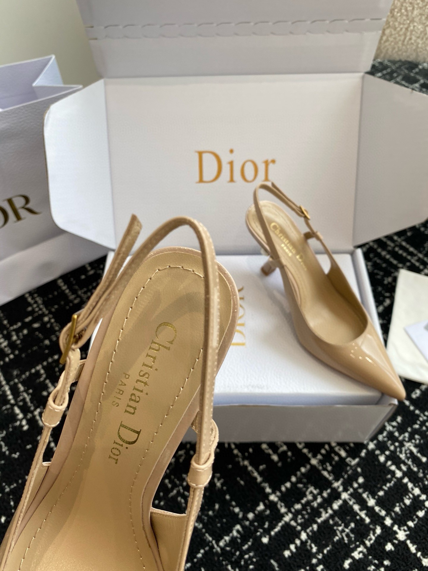 D*or tribales pumps slingback 80mm in nude patent calfskin