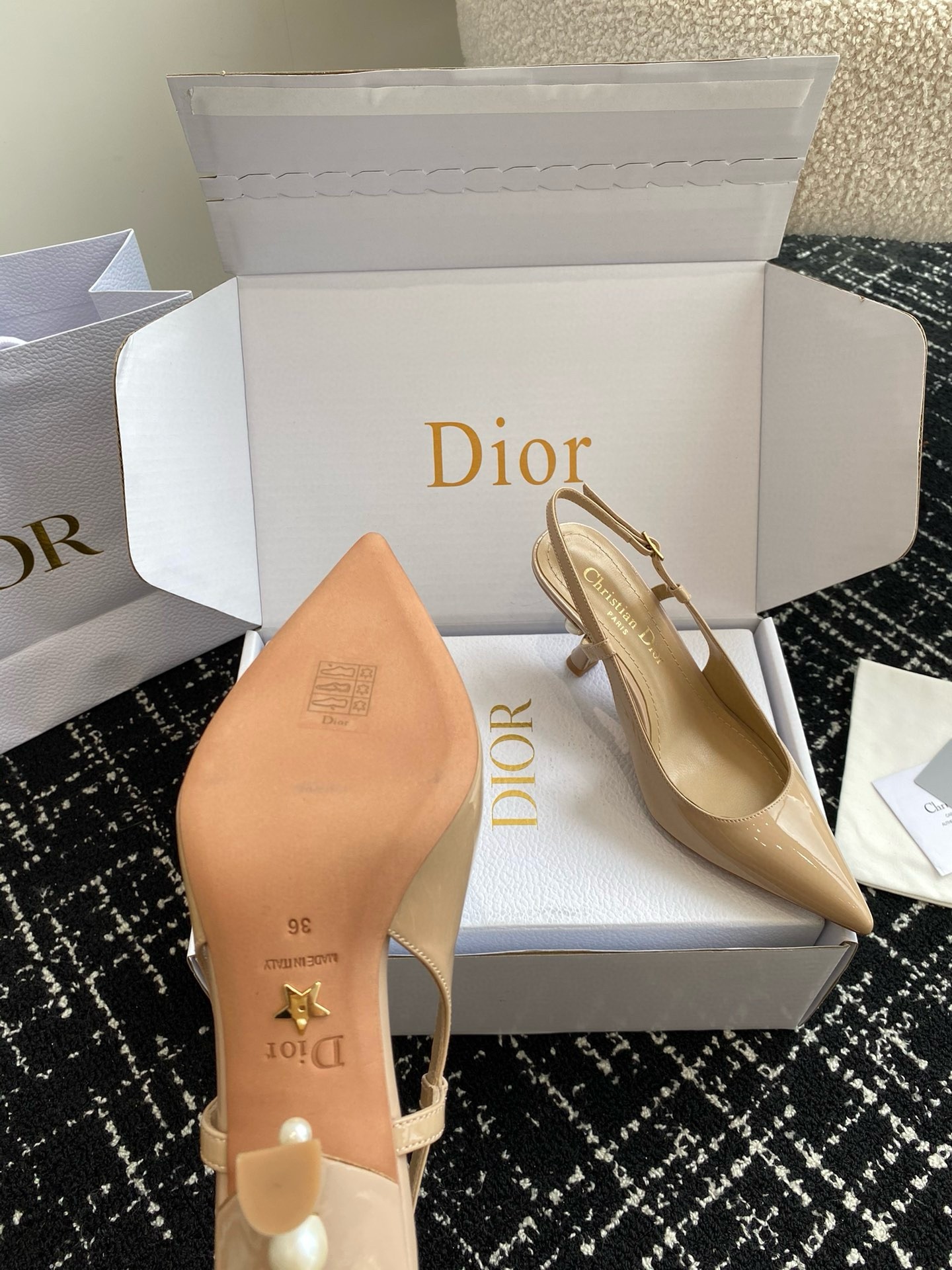 D*or tribales pumps slingback 80mm in nude patent calfskin