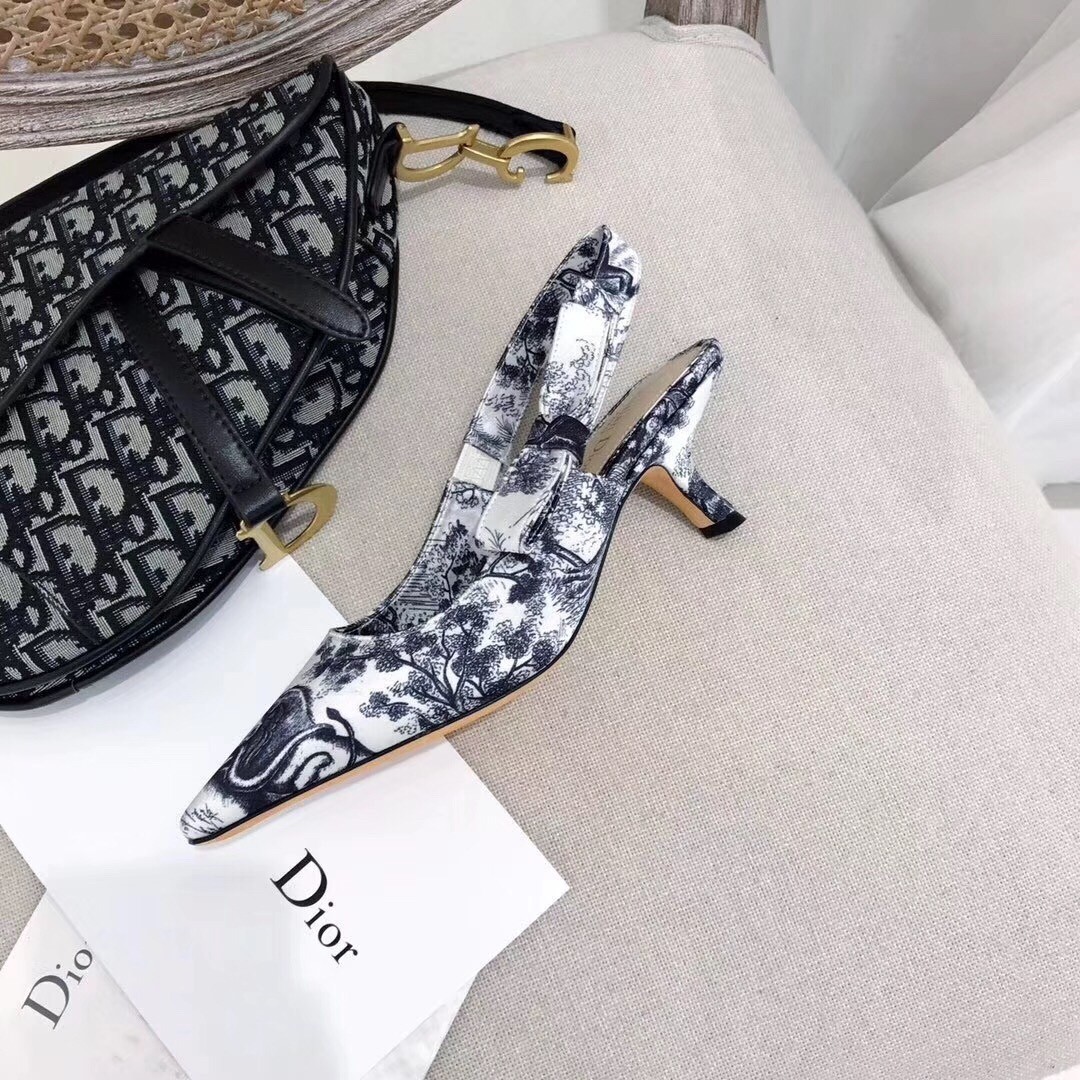 D*or sweet-d high-heeled pump in toile de jouy canvas