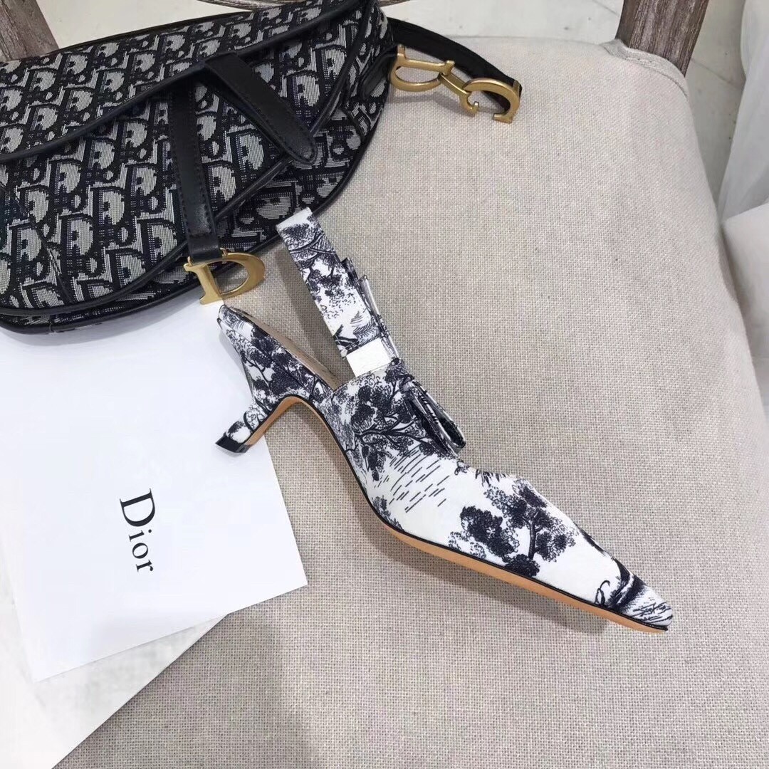 D*or sweet-d high-heeled pump in toile de jouy canvas