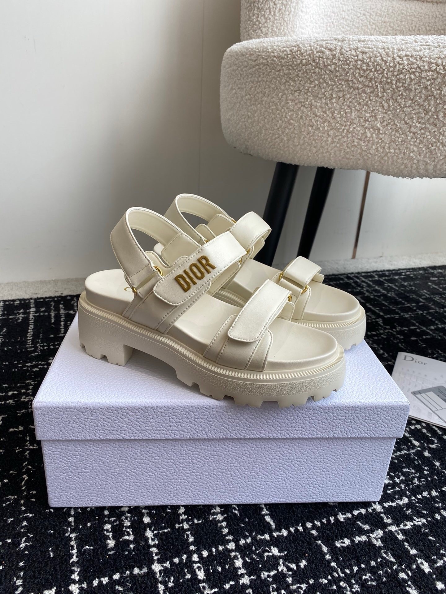 D*or D*oract platform sandals in white lambskin