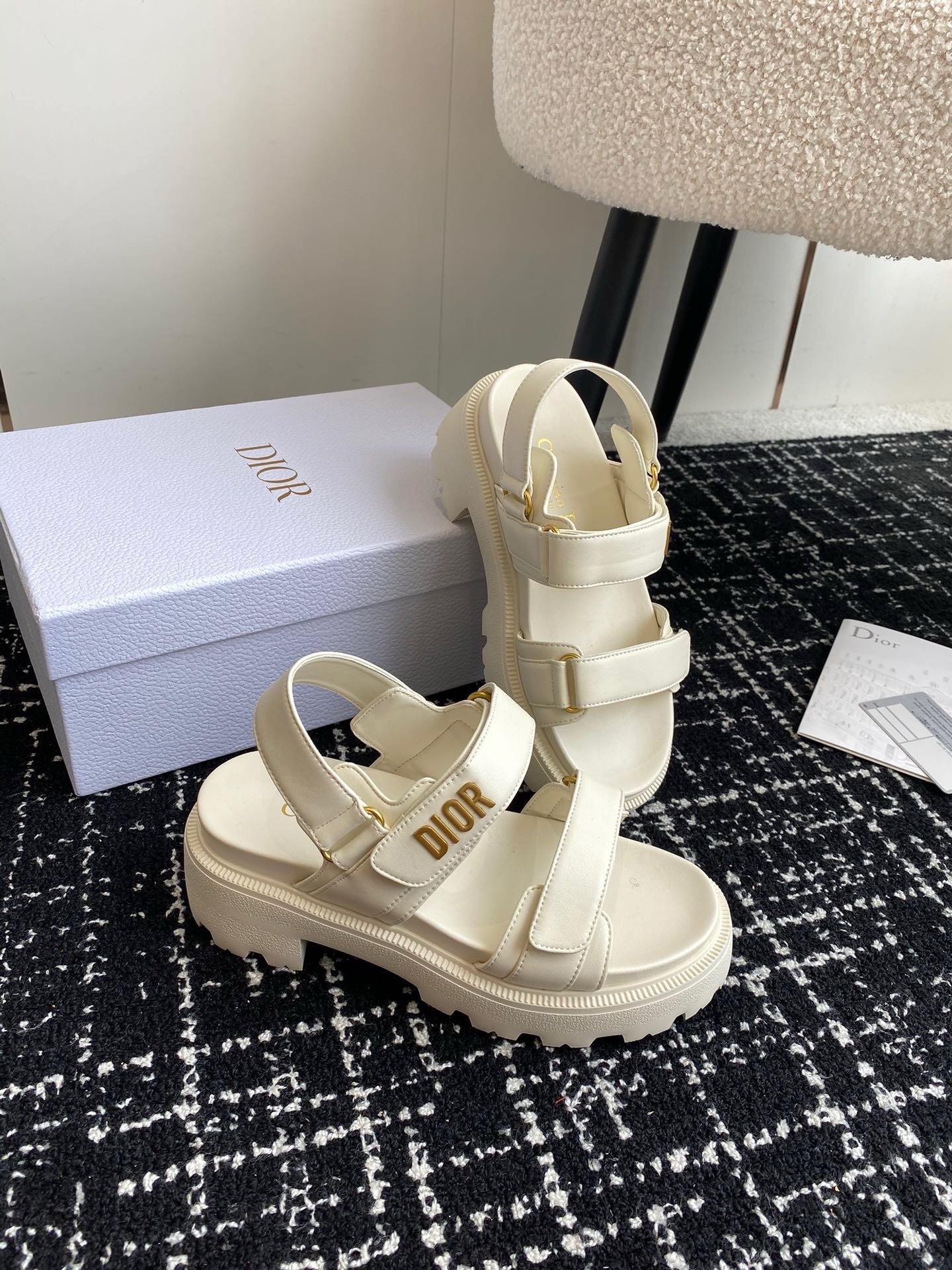 D*or D*oract platform sandals in white lambskin