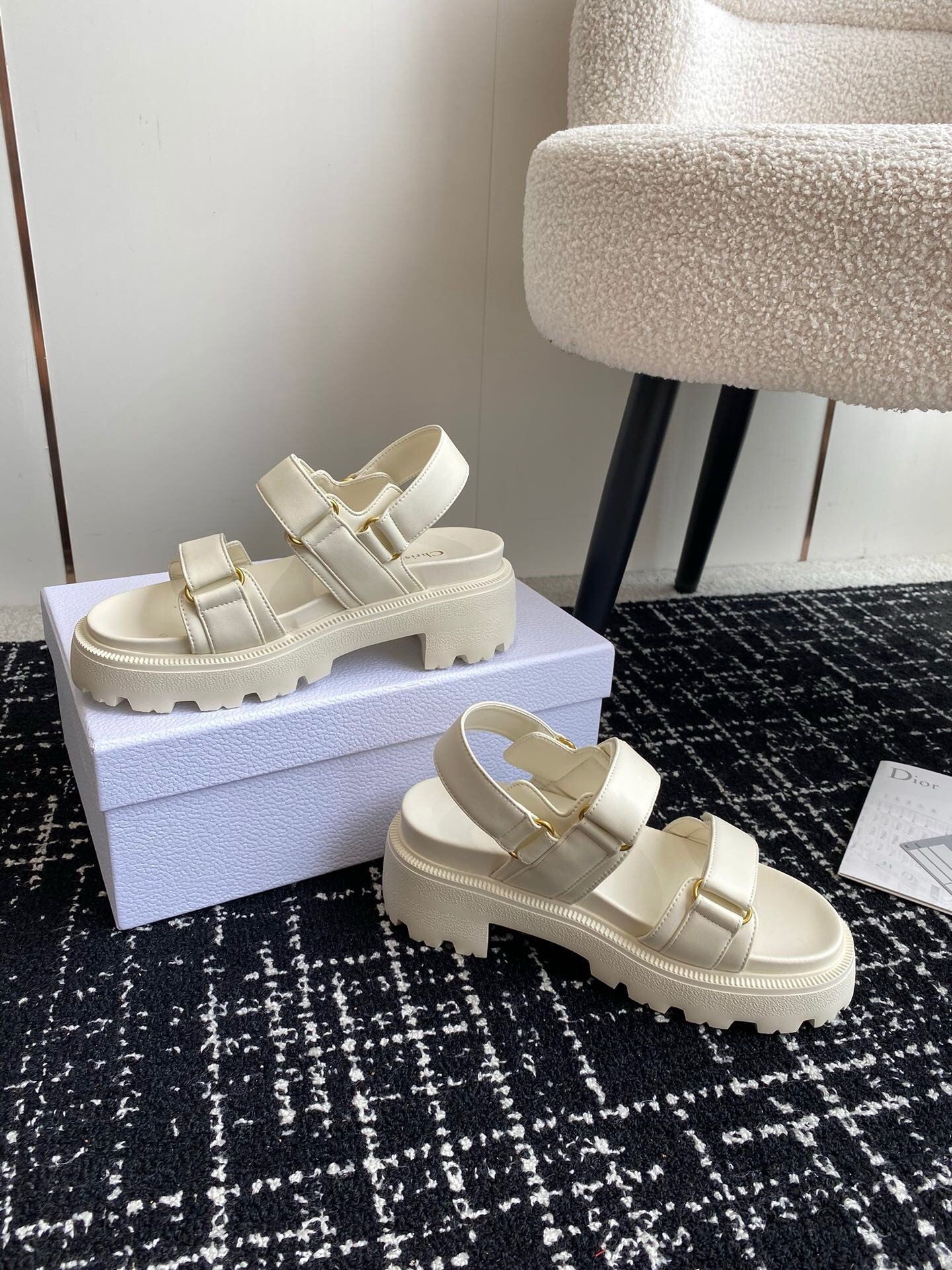 D*or D*oract platform sandals in white lambskin