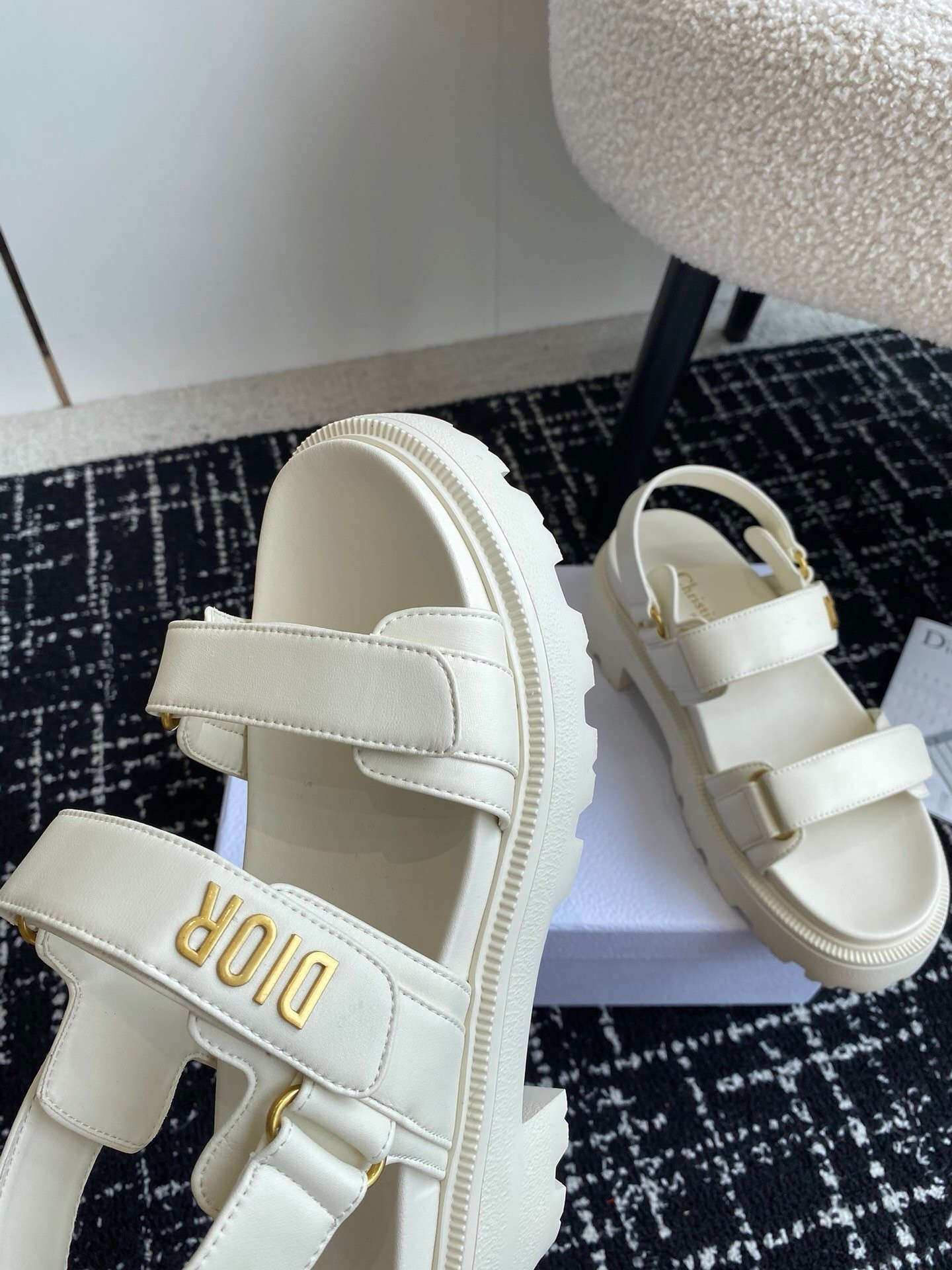 D*or D*oract platform sandals in white lambskin