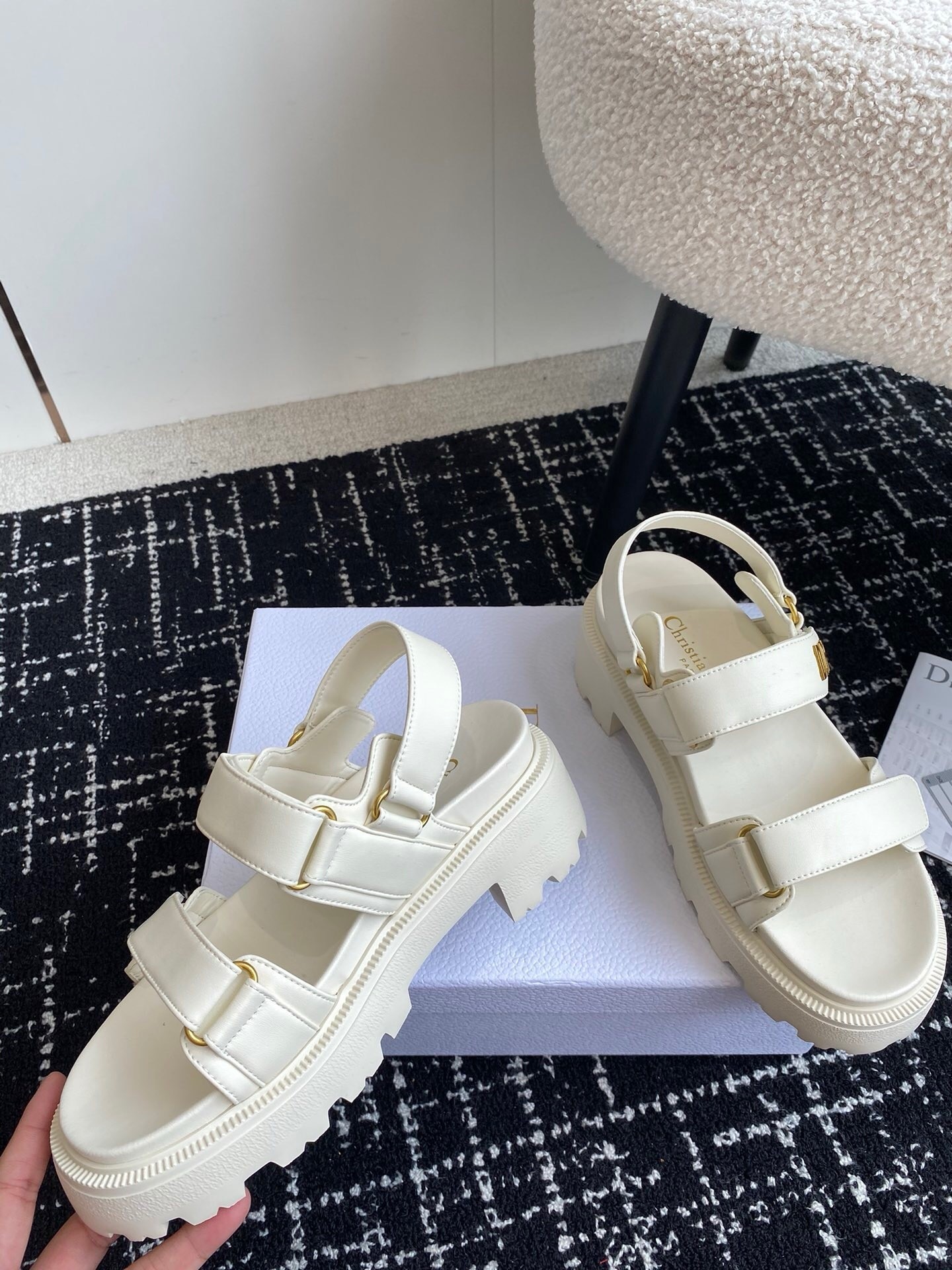 D*or D*oract platform sandals in white lambskin