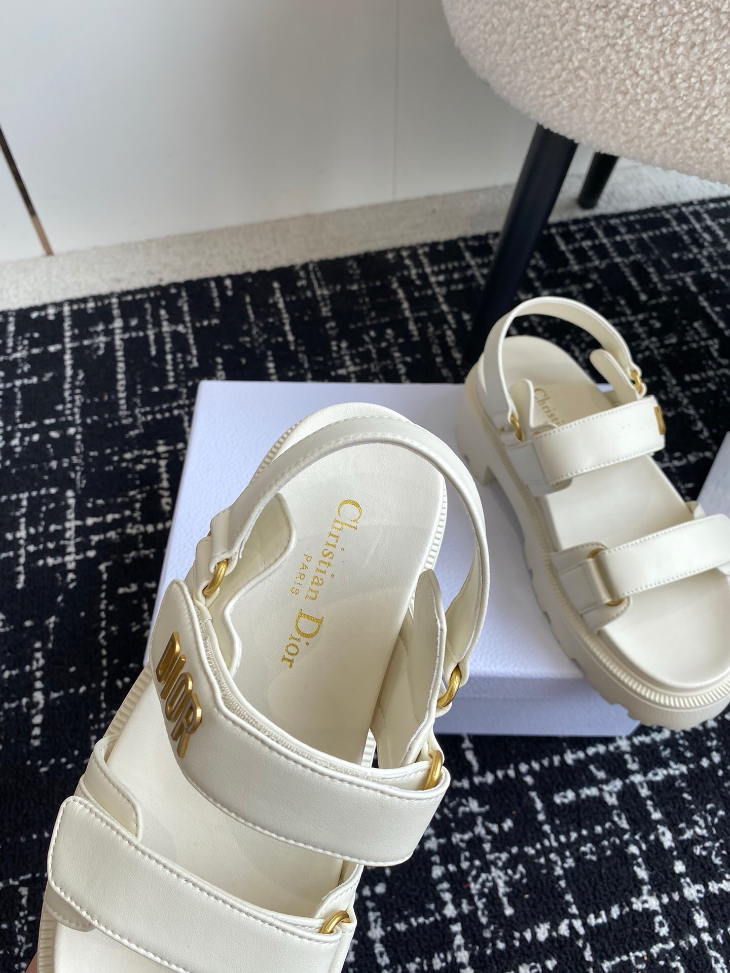 D*or D*oract platform sandals in white lambskin