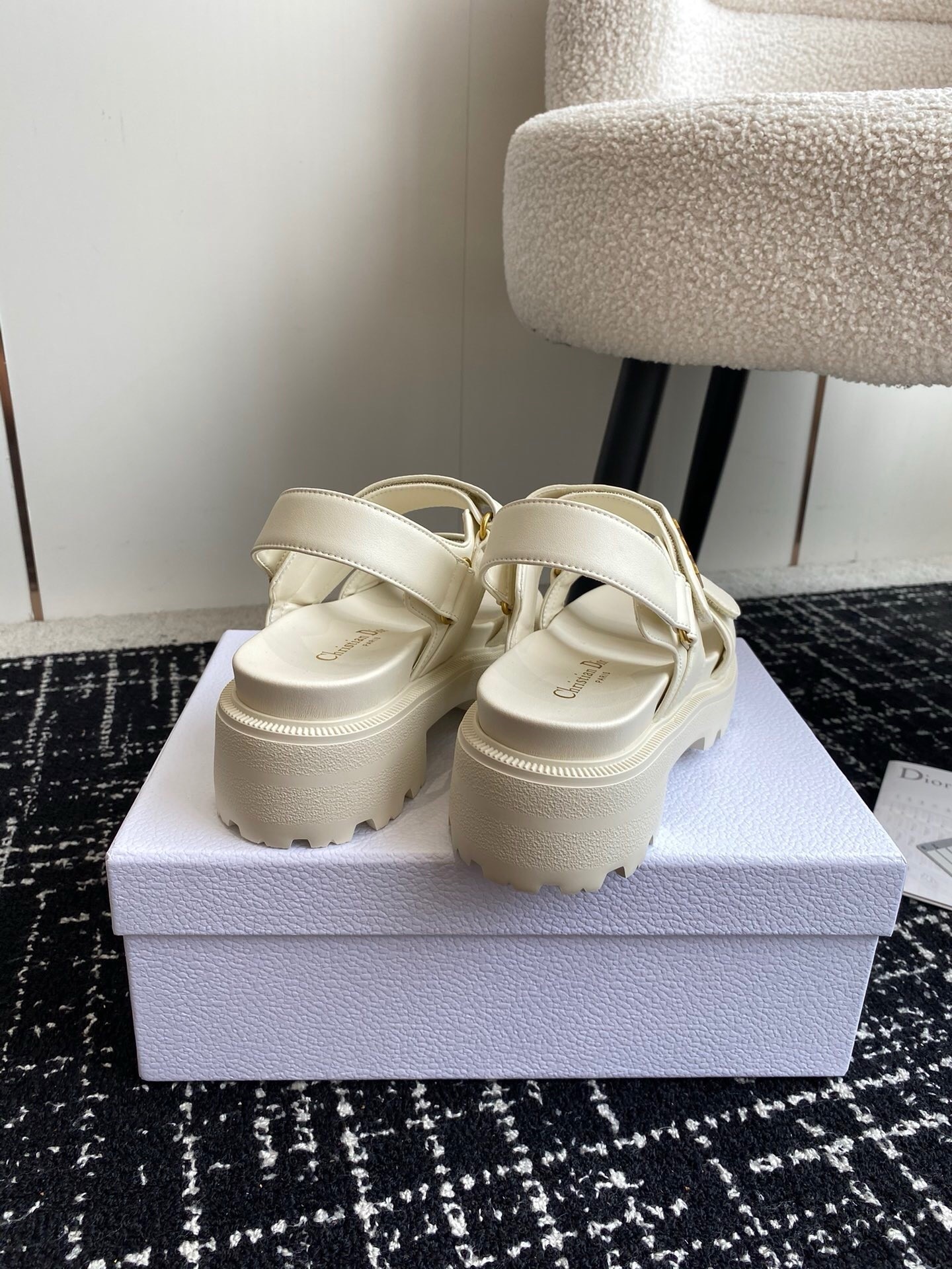 D*or D*oract platform sandals in white lambskin