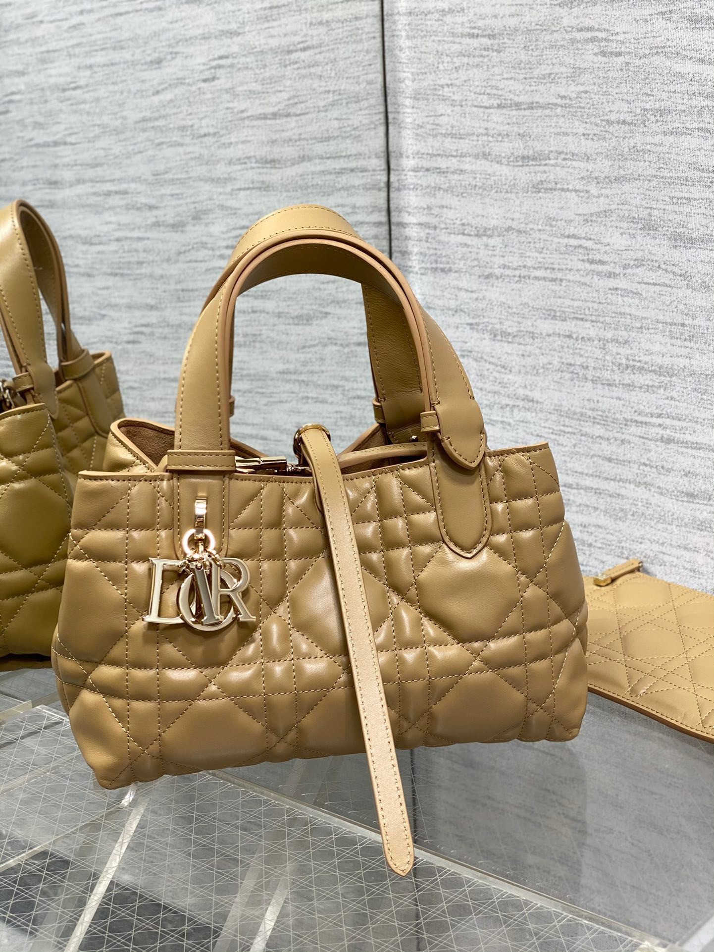 D*or toujours small bag in tan macrocannage calfskin