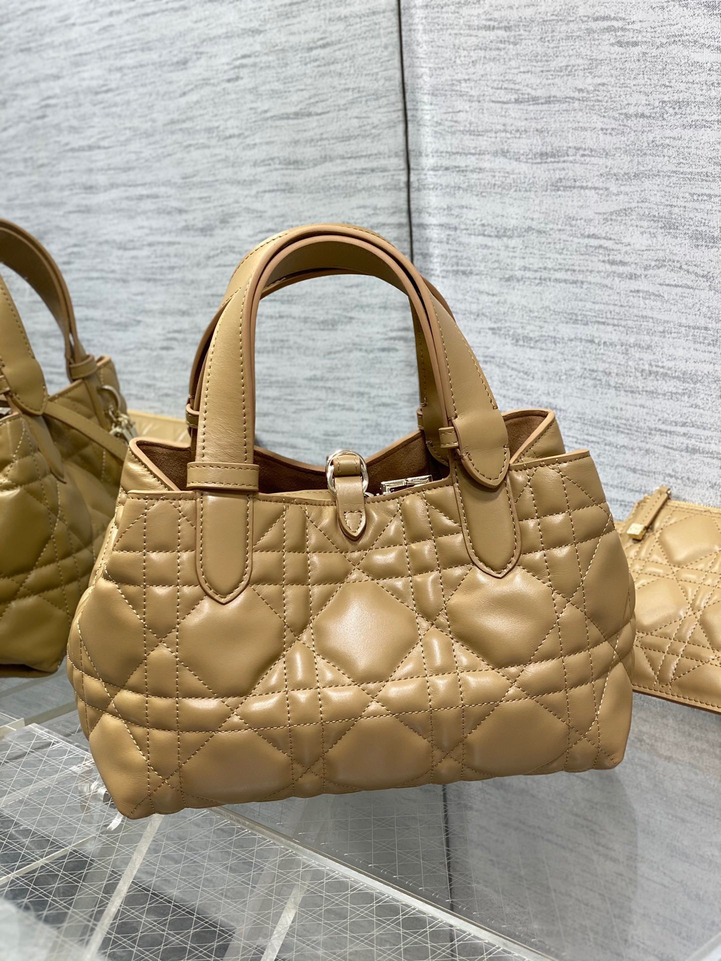 D*or toujours small bag in tan macrocannage calfskin