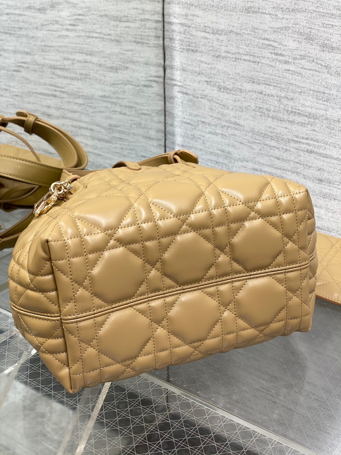 D*or toujours small bag in tan macrocannage calfskin