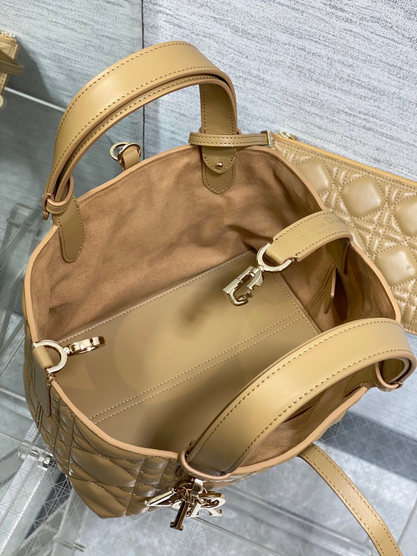 D*or toujours small bag in tan macrocannage calfskin