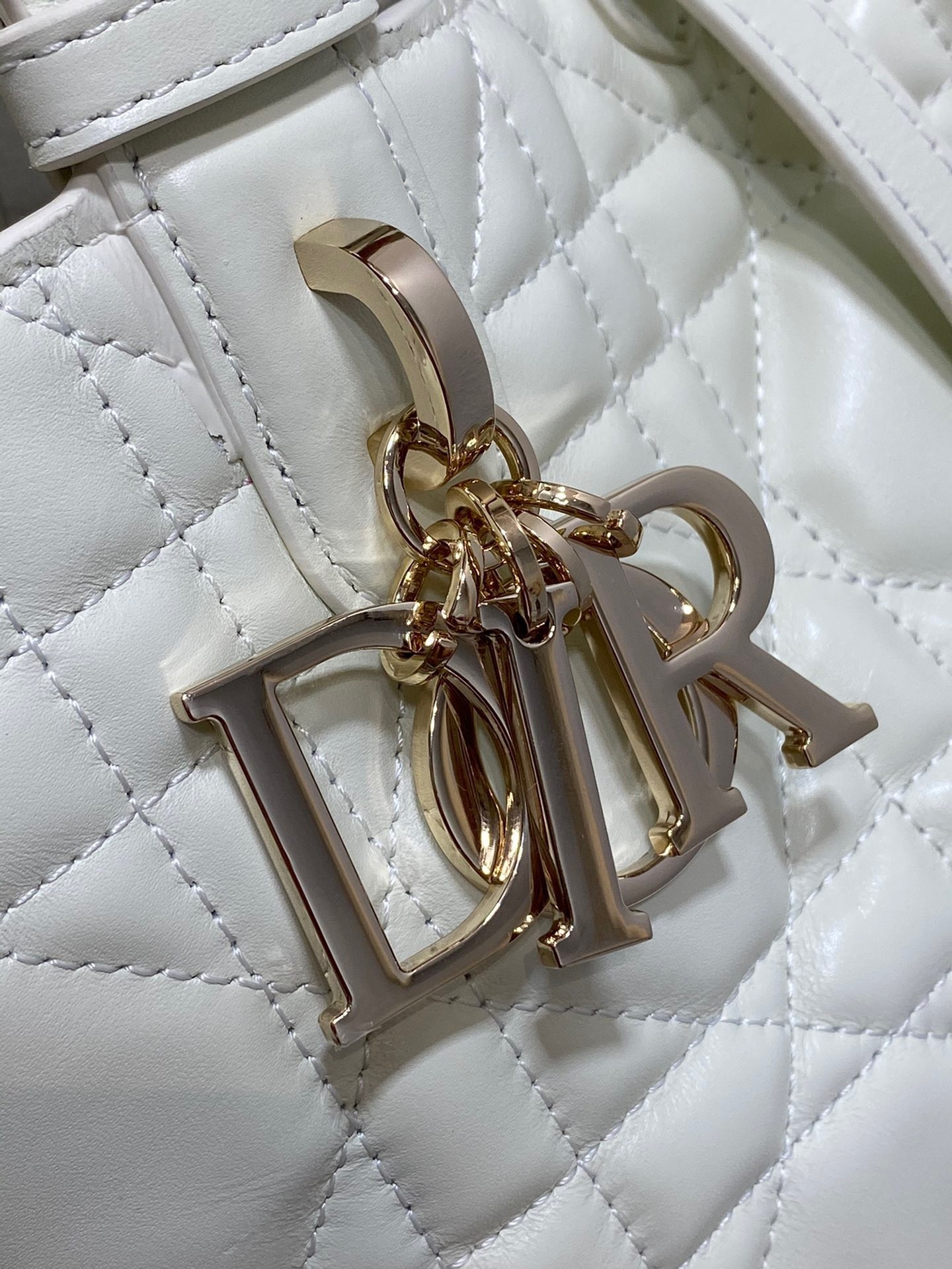 D*or toujours small bag in white macrocannage calfskin