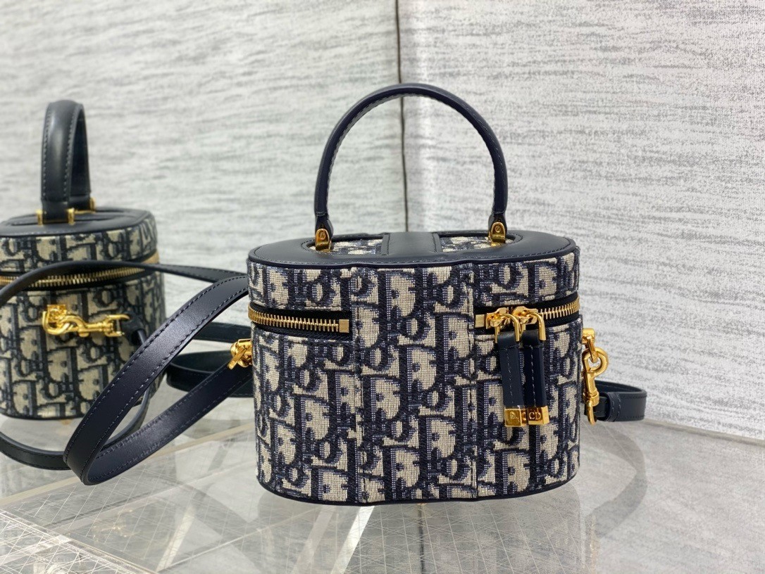 D*or small cd signature vanity case in blue oblique jacquard