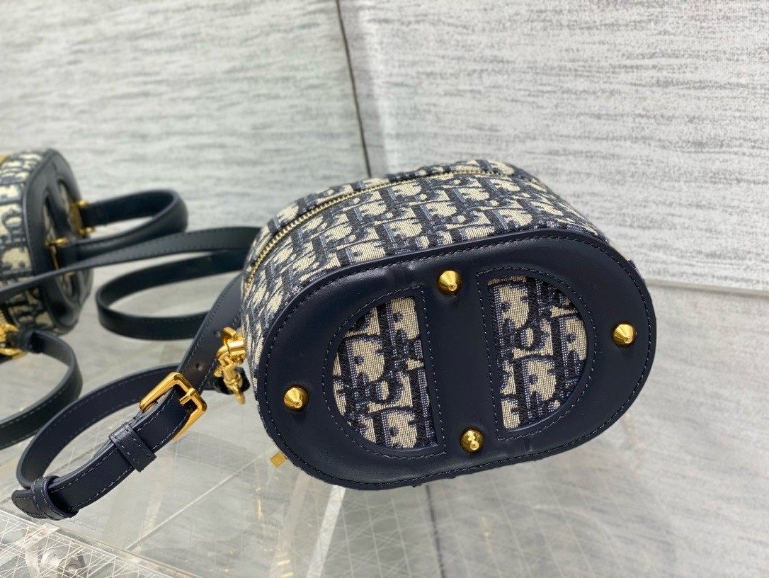 D*or small cd signature vanity case in blue oblique jacquard