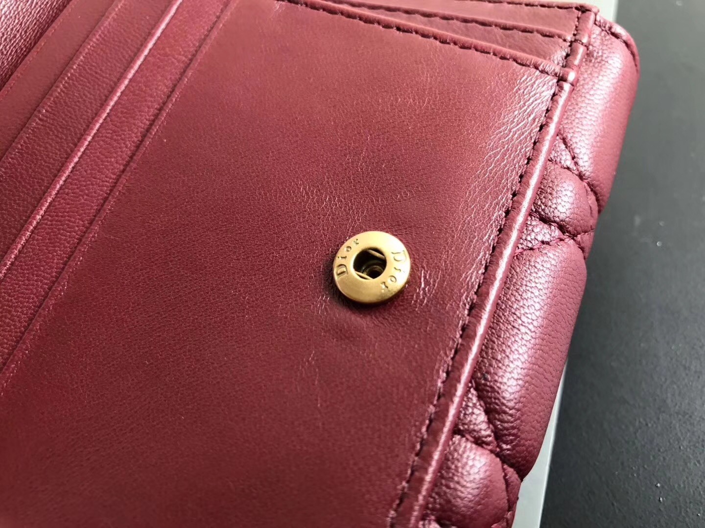 D*or french D*oraddict wallet in bordeaux lambskin