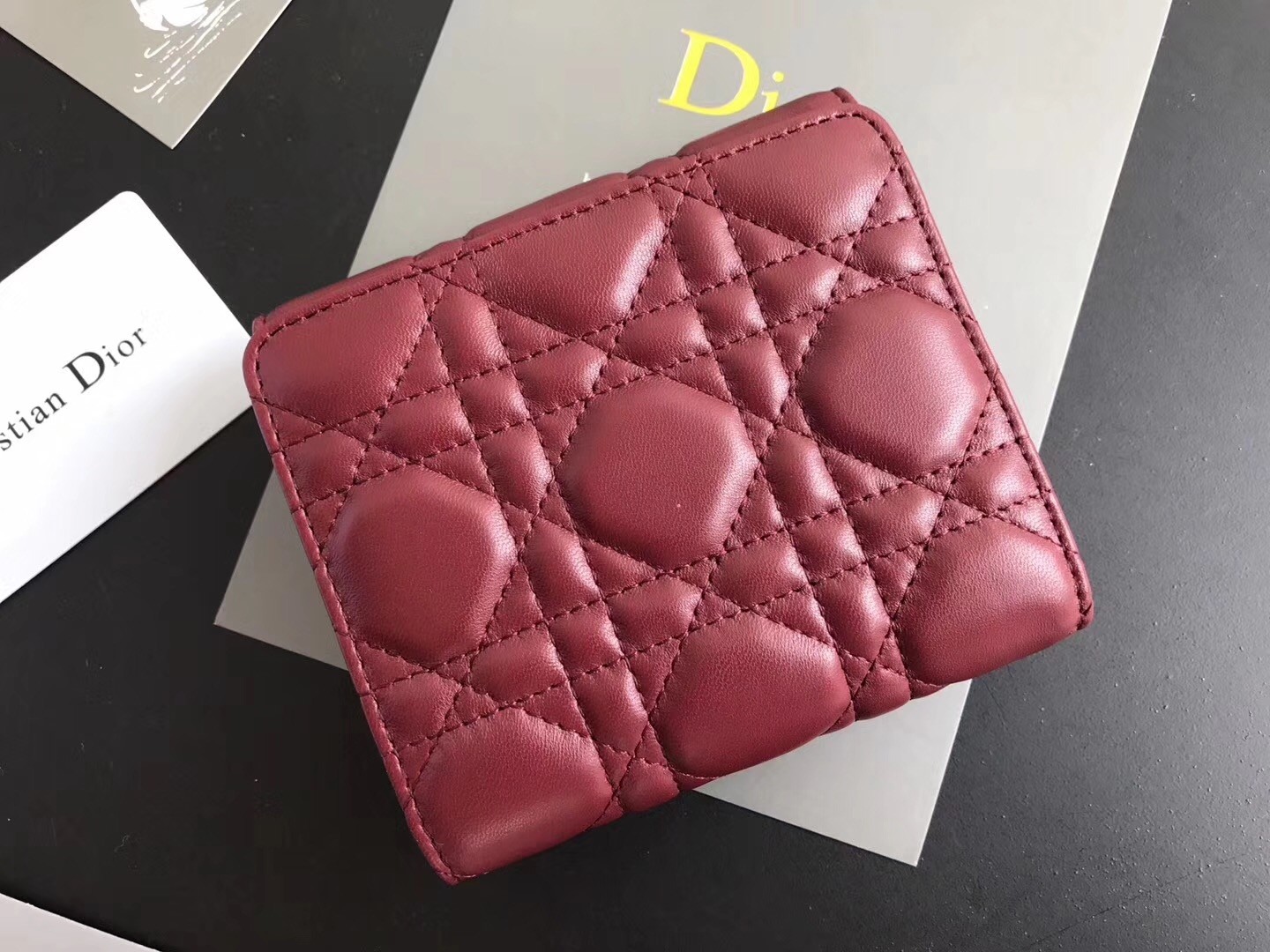 D*or french D*oraddict wallet in bordeaux lambskin